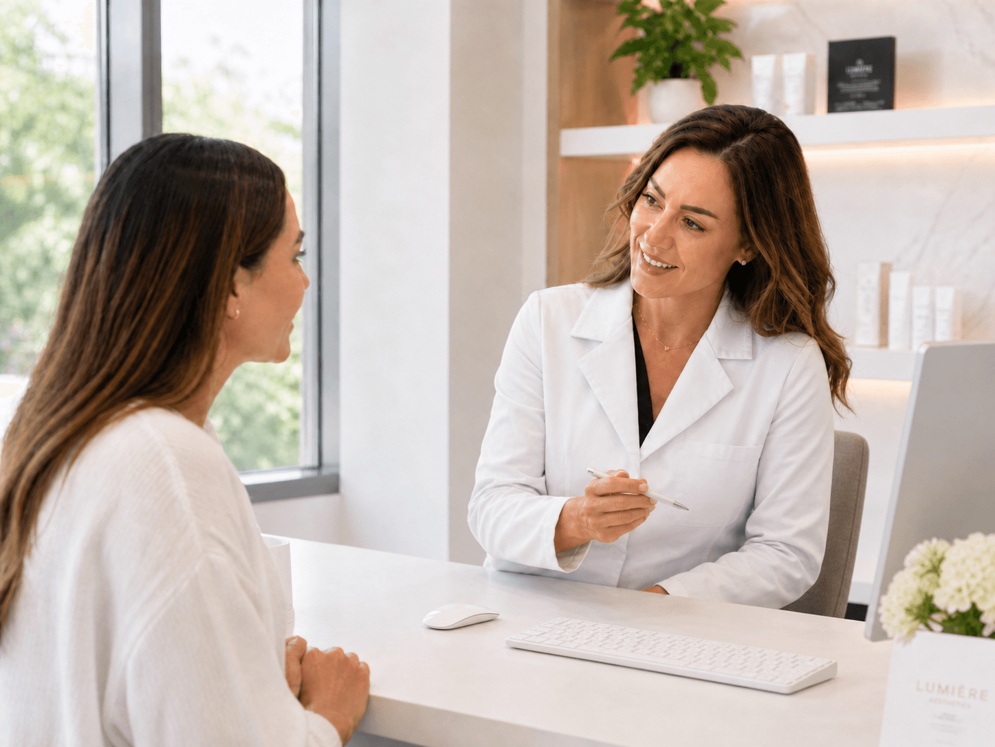 esteticista preenchendo prontuário estético