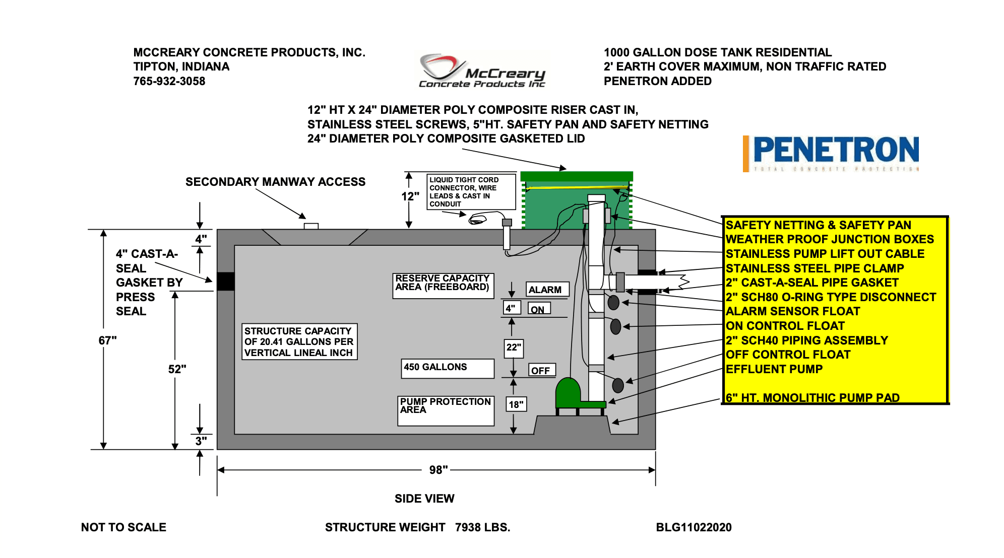 1000 Gallon Dose Tank sheet, page 1