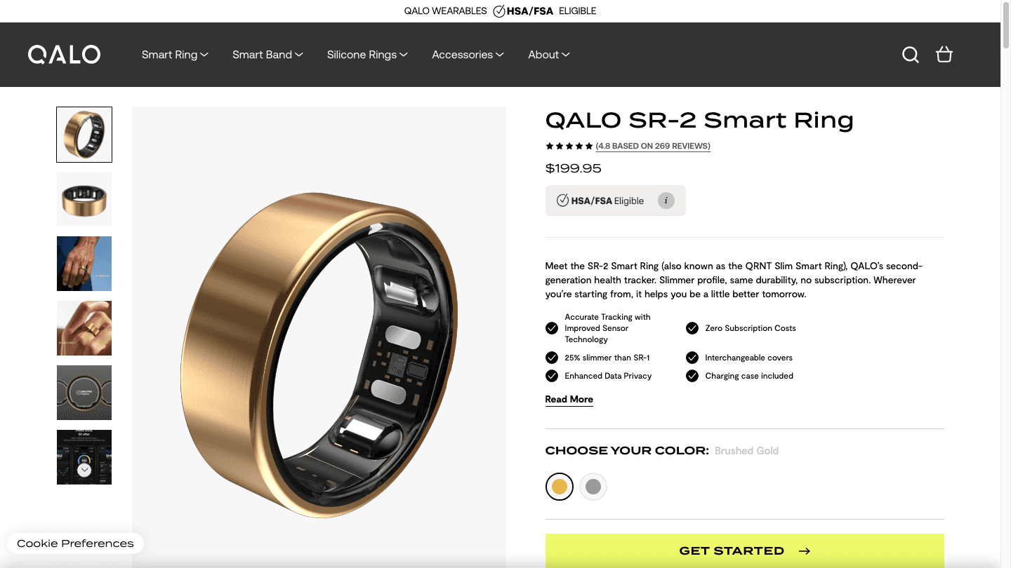 QALO SR-2 Smart Ring product page