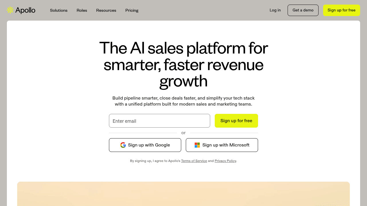 Screenshot of https://apollo.io
