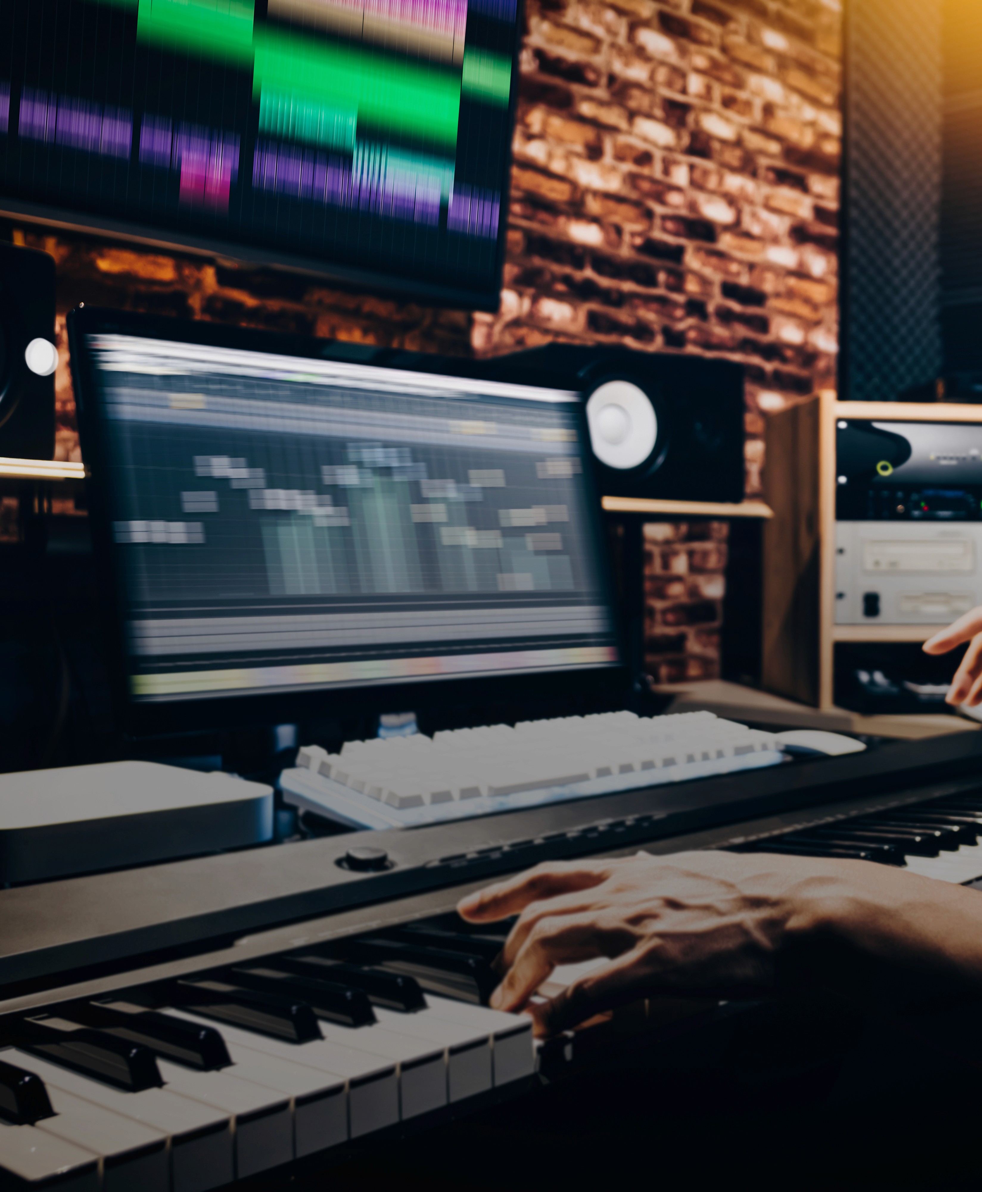 Music editing being done in a studio