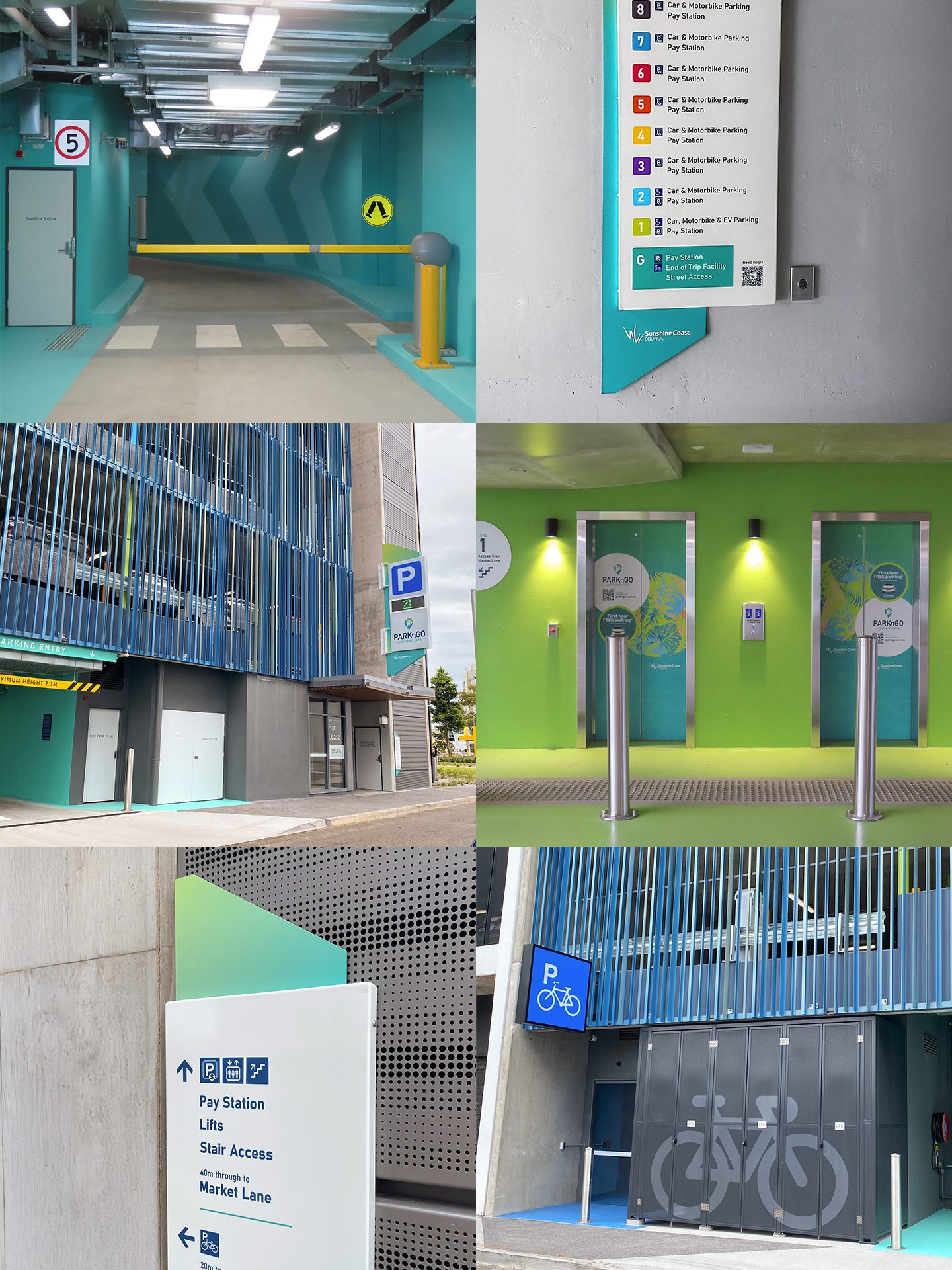Wayfinding and informational signage in multi-level carpark
