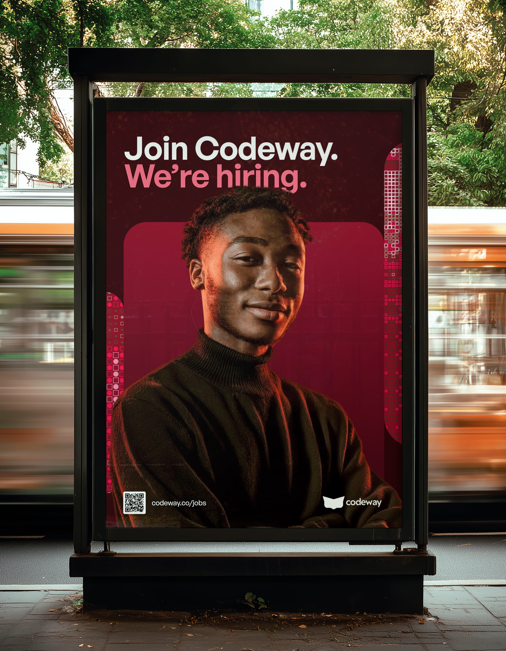 Brand social templates pink gradient content system Codeway mobile app rebrand 10-day sprint SaaS startup visual identity design agency portfolio Instagram case study strategy. Mobile app icon system pink gradient brand identity Codeway logo suite visual design 10-day rebrand sprint SaaS Series A startup creative agency portfolio case study Collins alternative