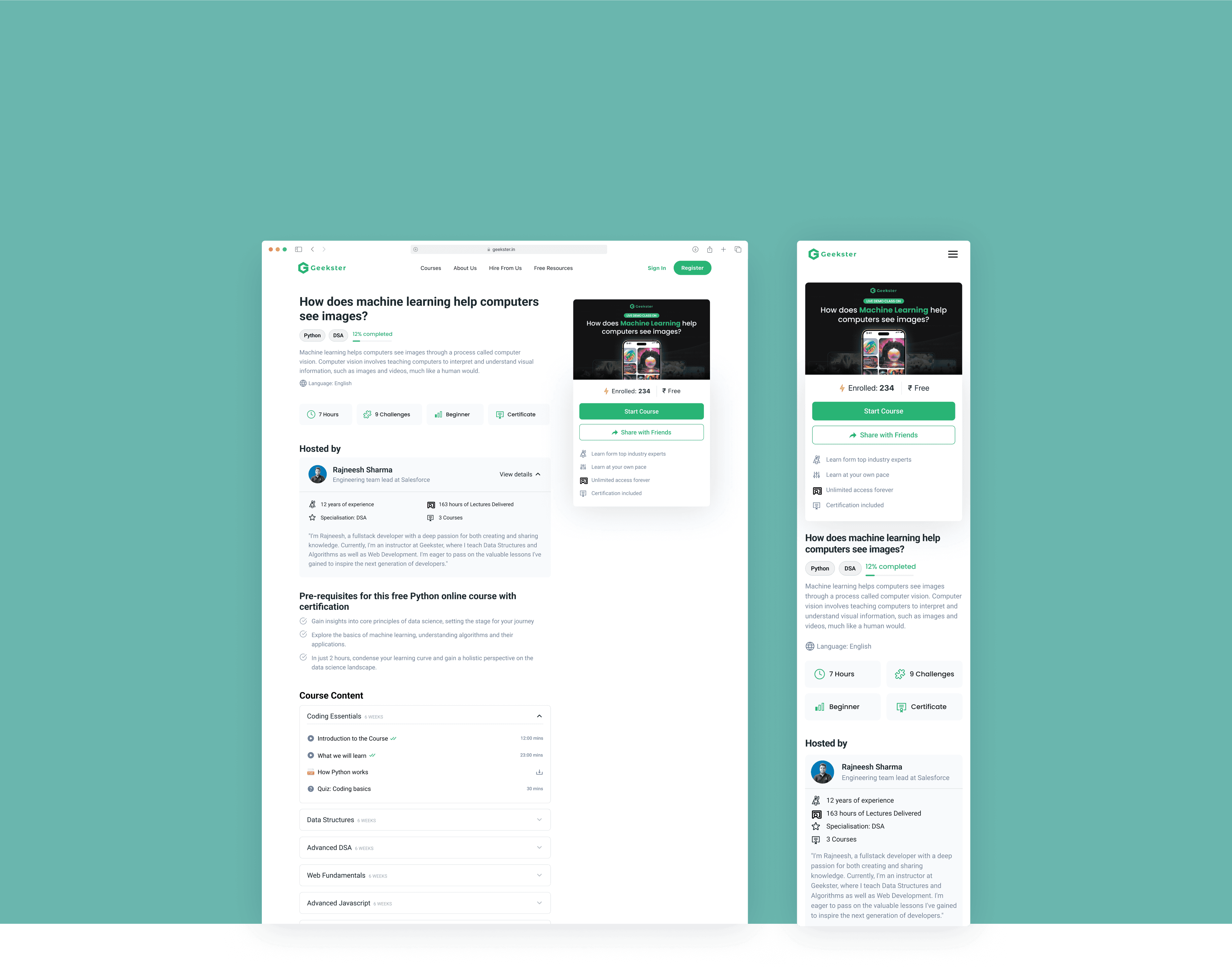 A screen for a desserts header website