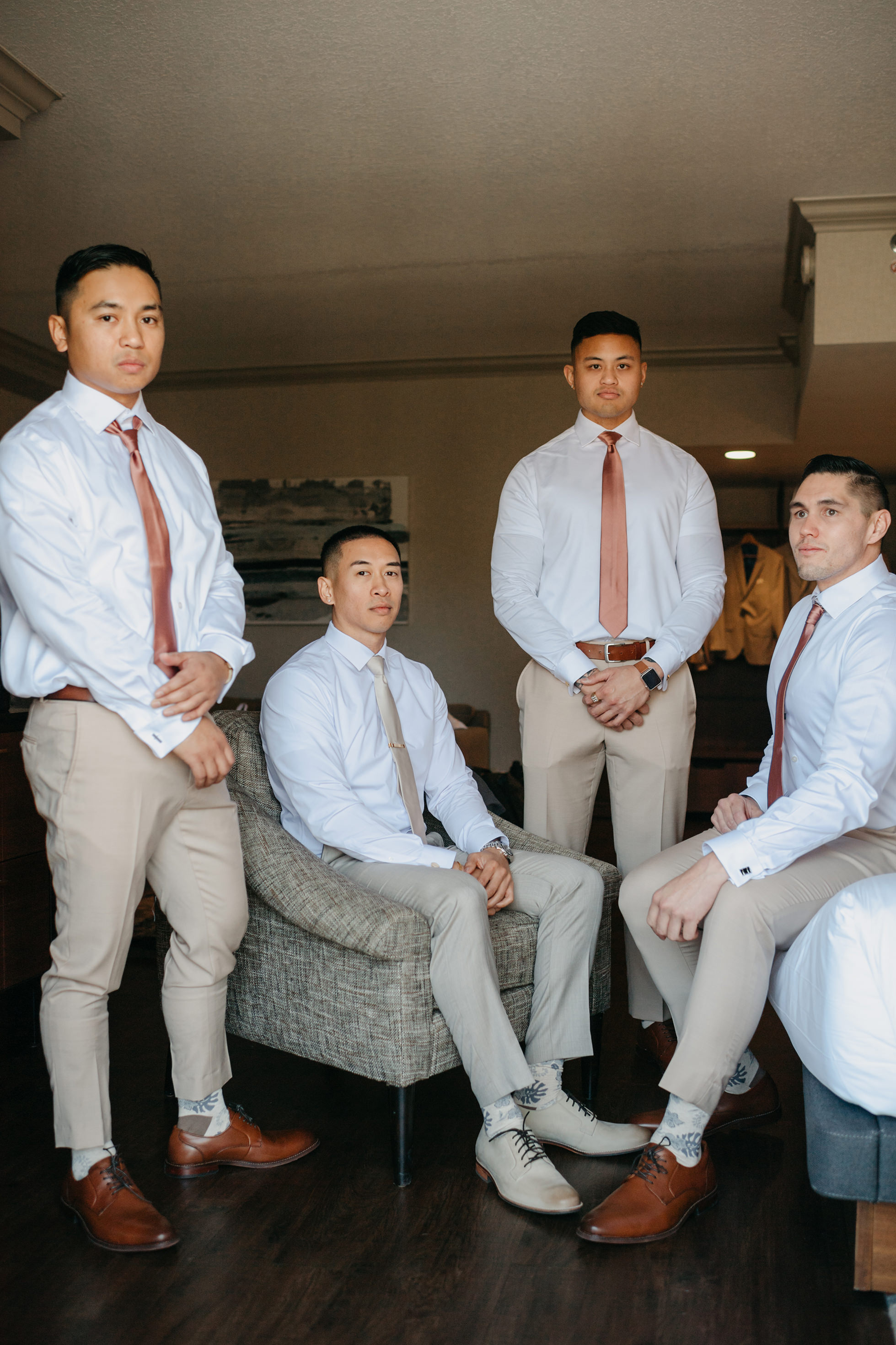 Flat lay wedding details with bouquet, rings, and sparkling bridal heels