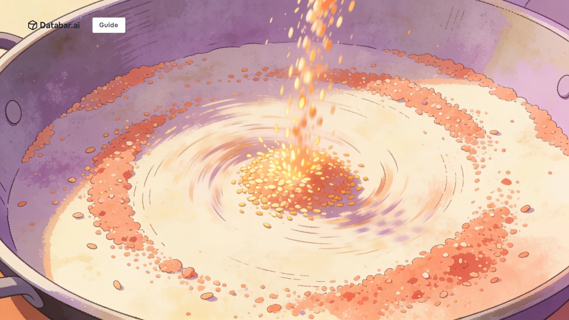 Illustration of a pan of loose grit swirled so the bright grains gather at the centre — Lead Generation for Software Companies: Strategies That Work