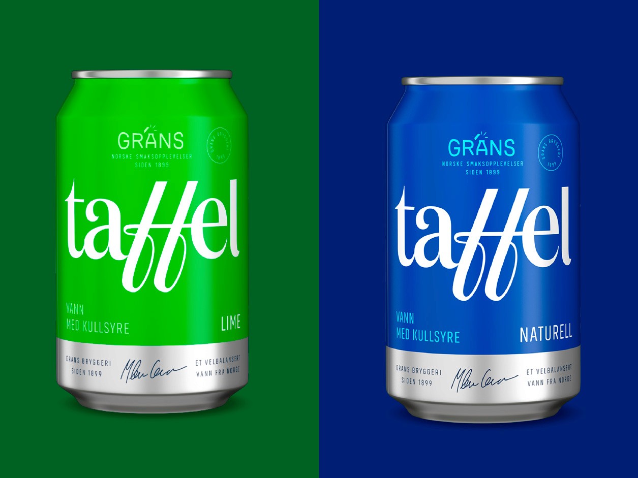 Grønn og blå taffel på boks