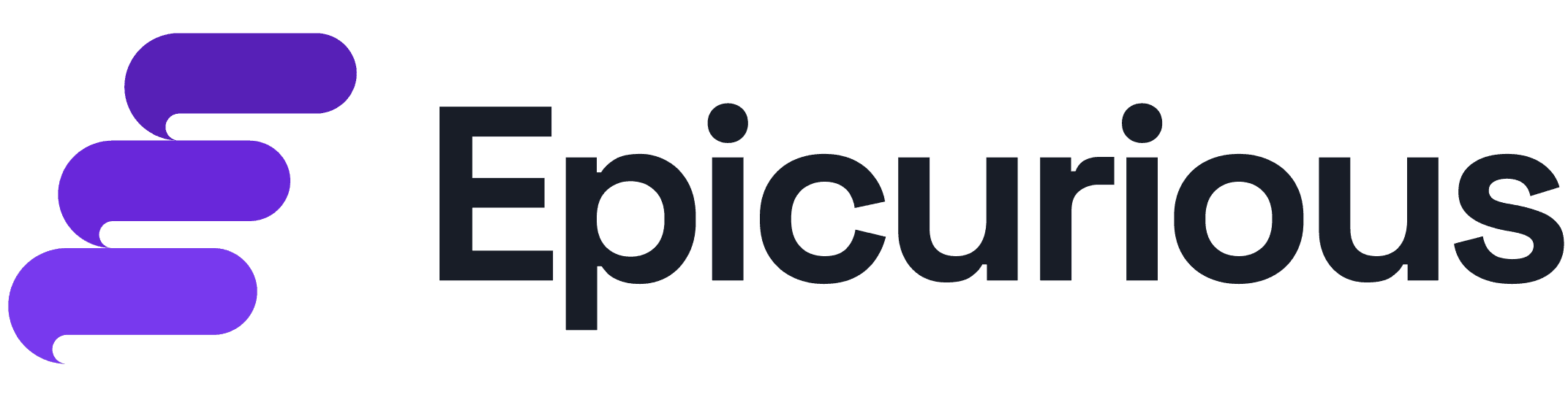 Epicurious company logo with purple layered icon