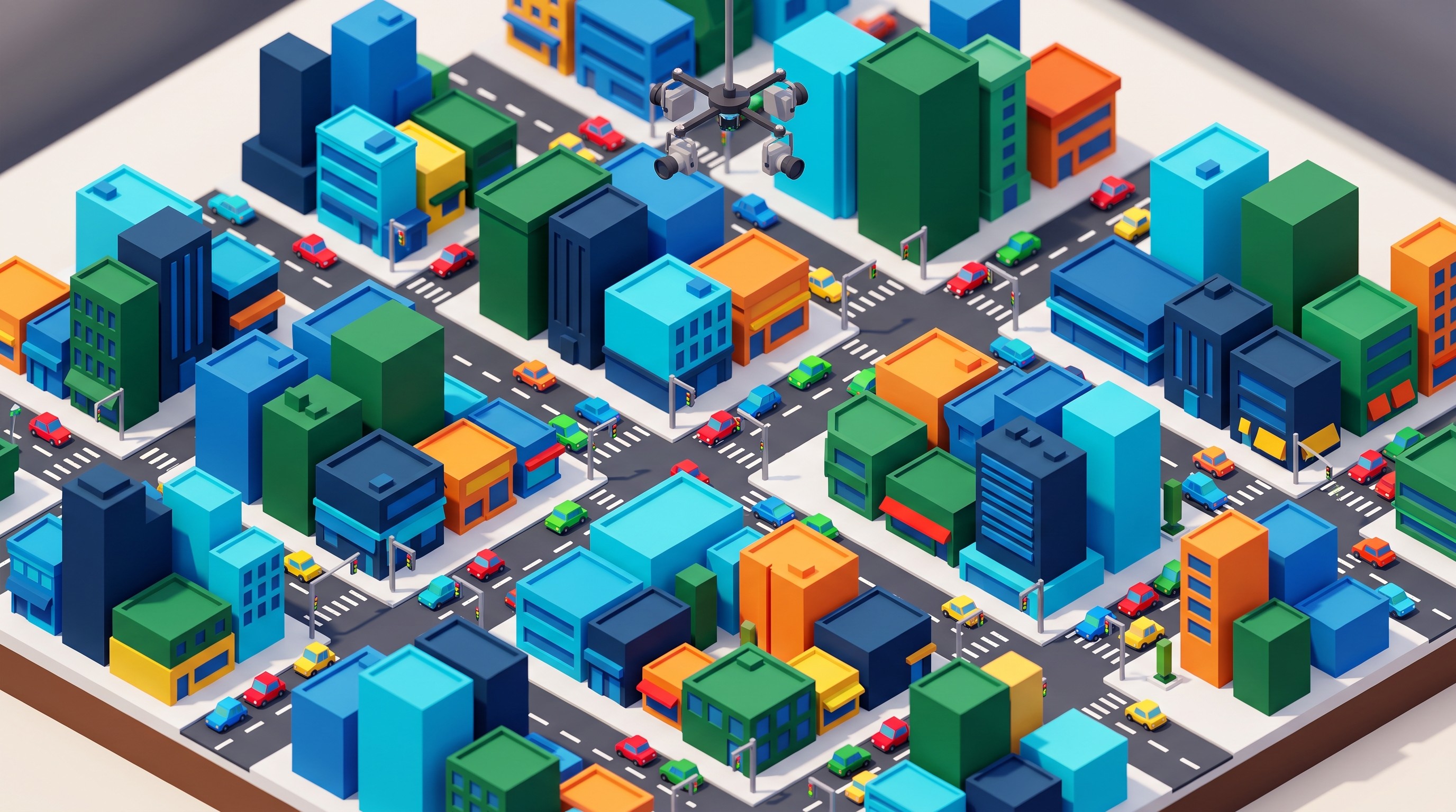Low-poly city diorama