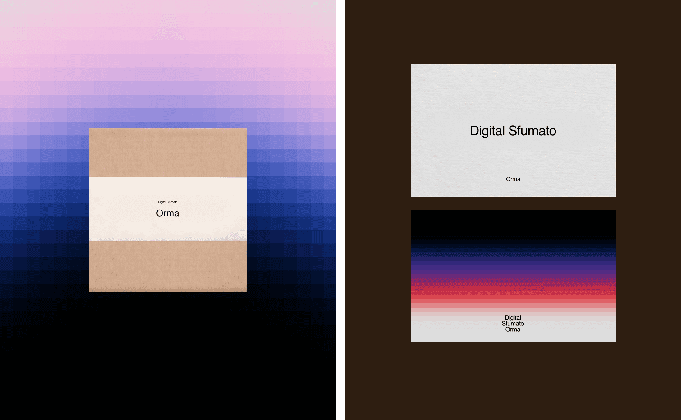 Digital Sfumato gradient, smooth blend broken into a fine grid. Orma.