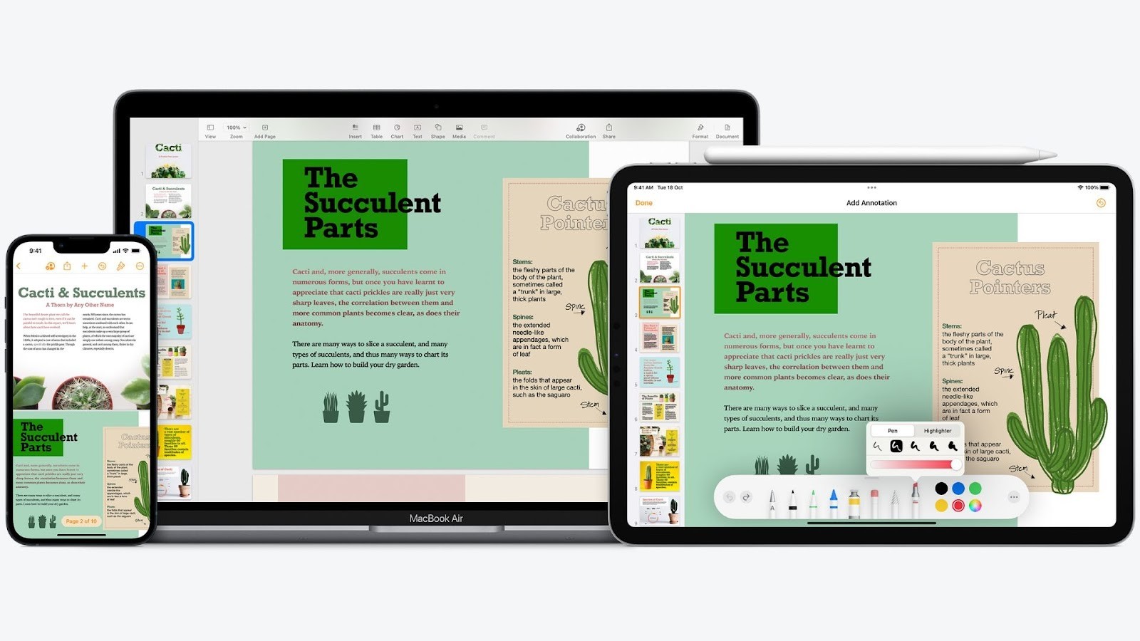 Apple Pages' beautiful design on Mac and iOS devices