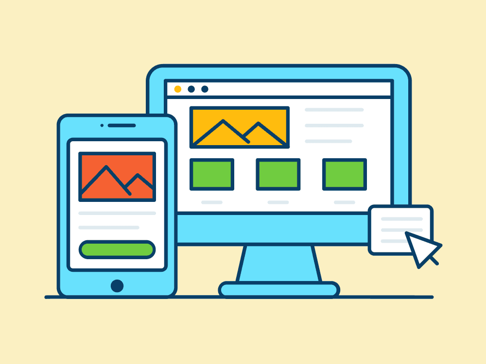 An illustration of a computer and phone screen displaying the same interface.