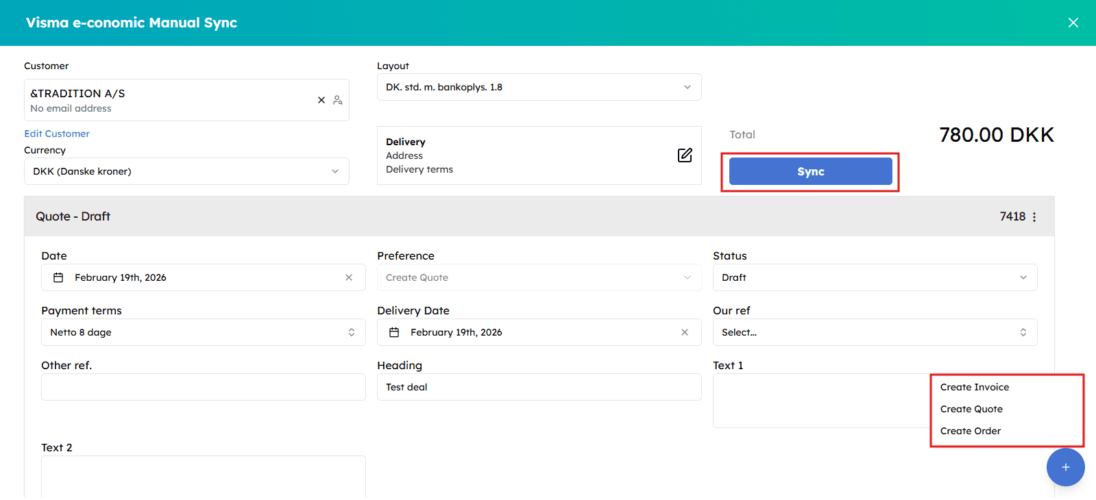 One-click Invoices/Orders/Quotes 