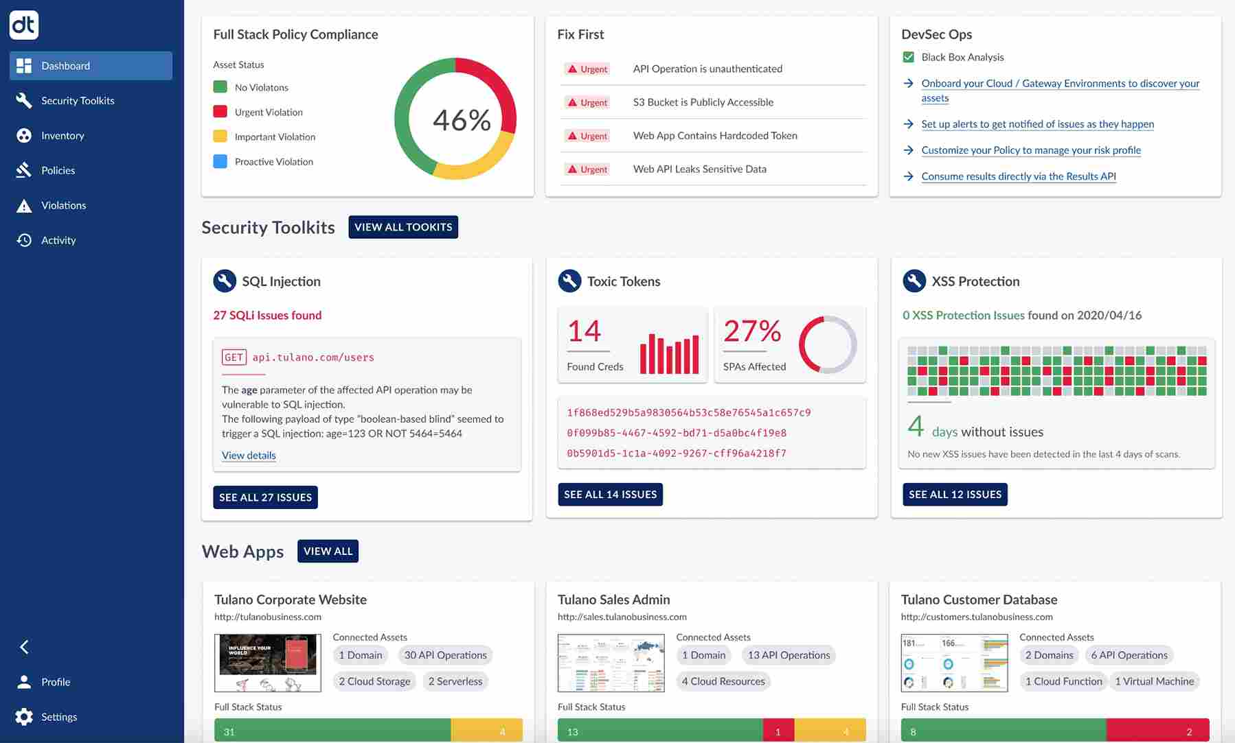 Data Theorem Dashboard