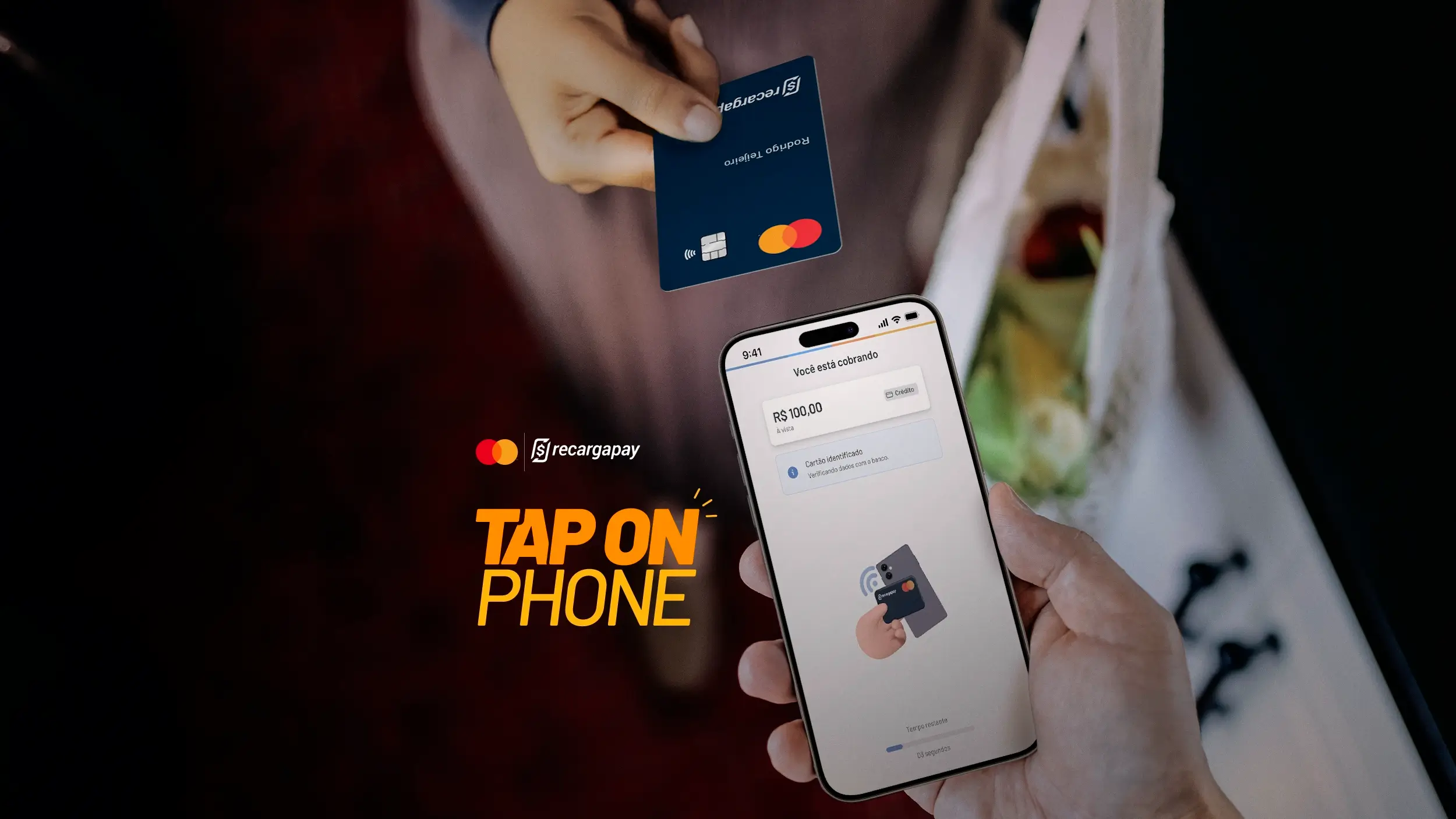 RecargaPay Tap On Phone product launch — UI design and landing page project for a fintech payment solution targeting Brazilian micro-entrepreneurs.