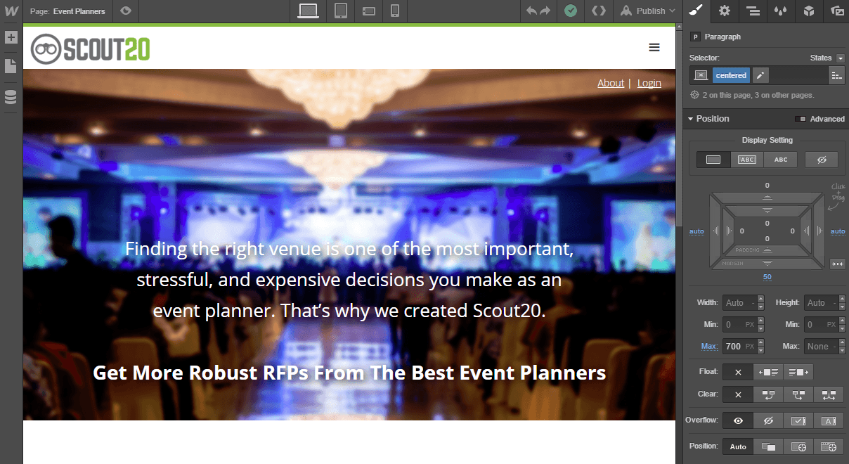  The Webflow interface looks more like an Adobe product than a website builder. 