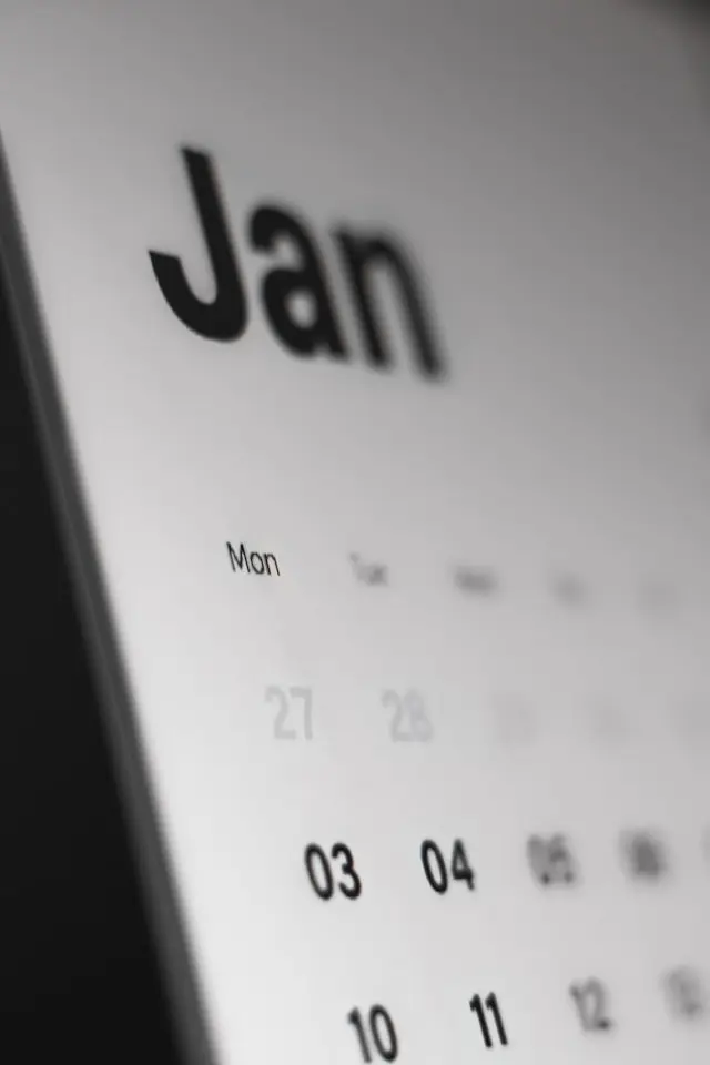Close-up of a January calendar page, symbolizing deadlines and timing for sending a demand letter.