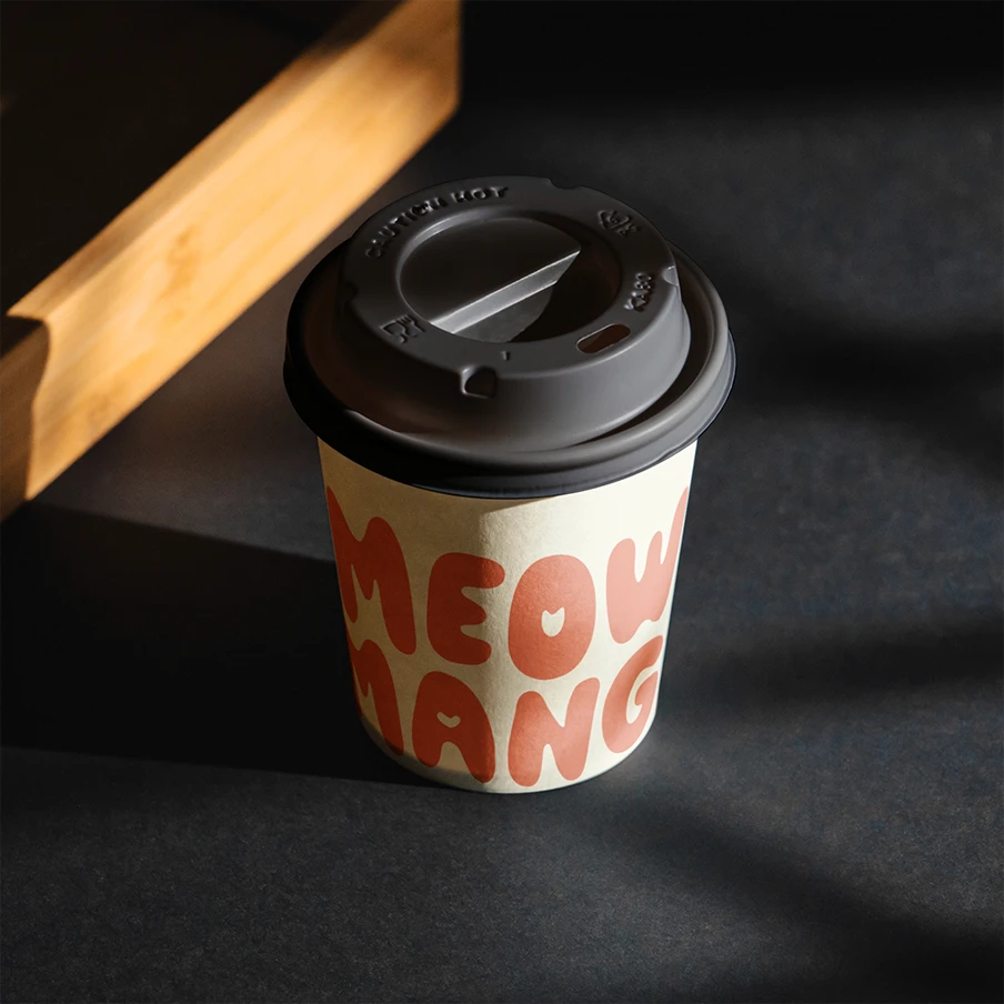 Meow and mango coffee cup design