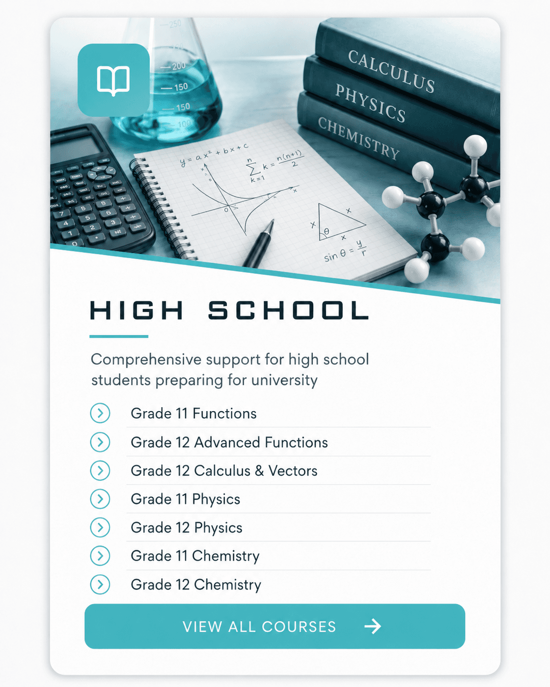 Calculus, physics, and chemistry textbooks for Ontario high school students
