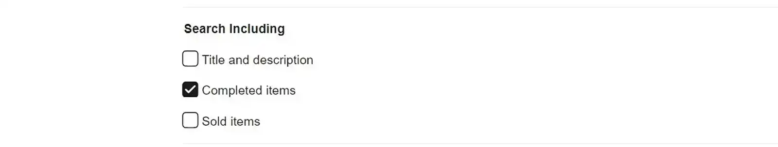 eBay Completed Items Filter