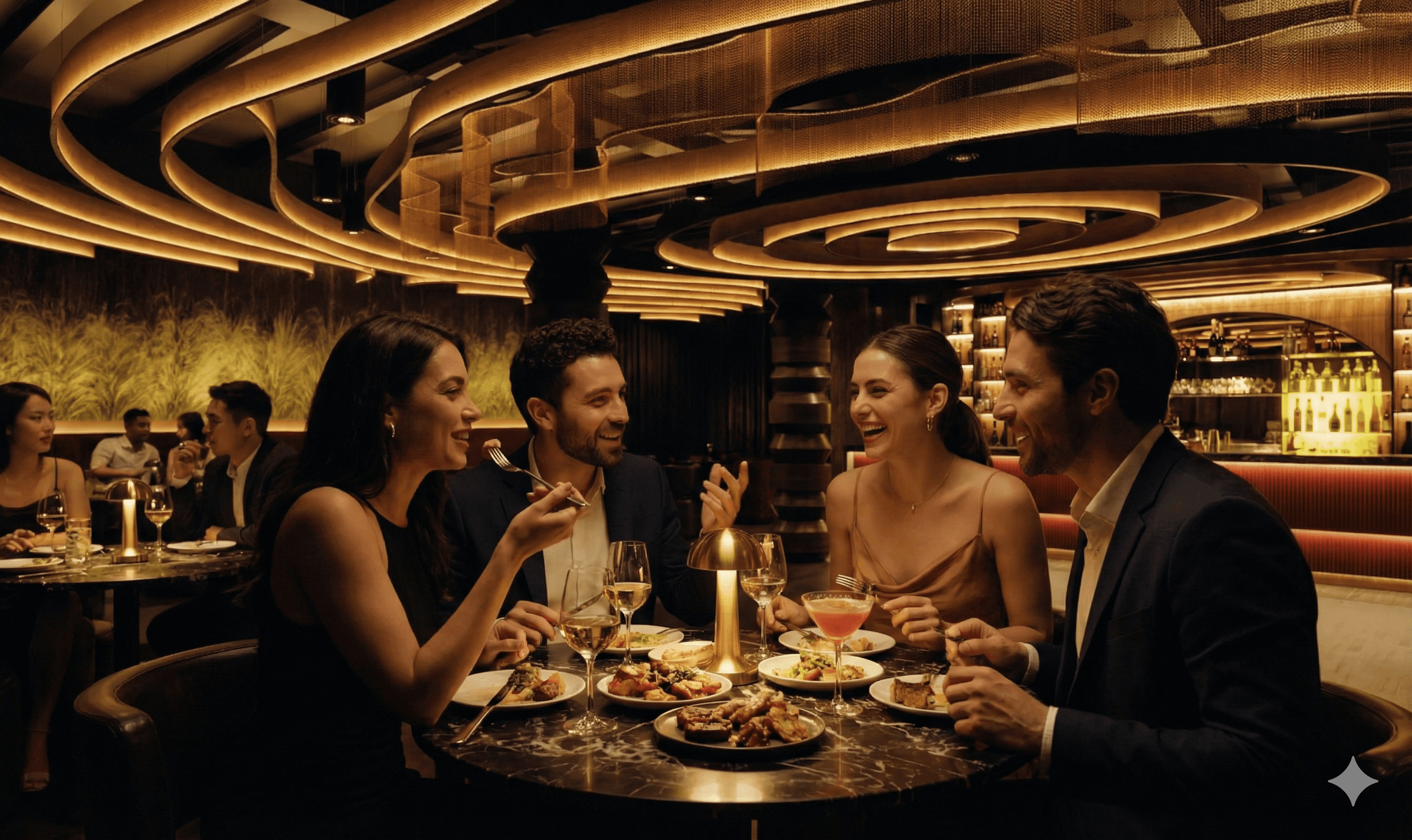 Aerial view of a winding road surrounded by dense green and yellow trees, showcasing nature’s vibrant colors.