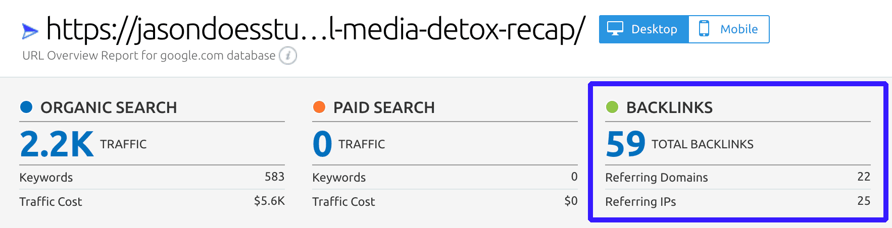 Social Media Detox Backlinks