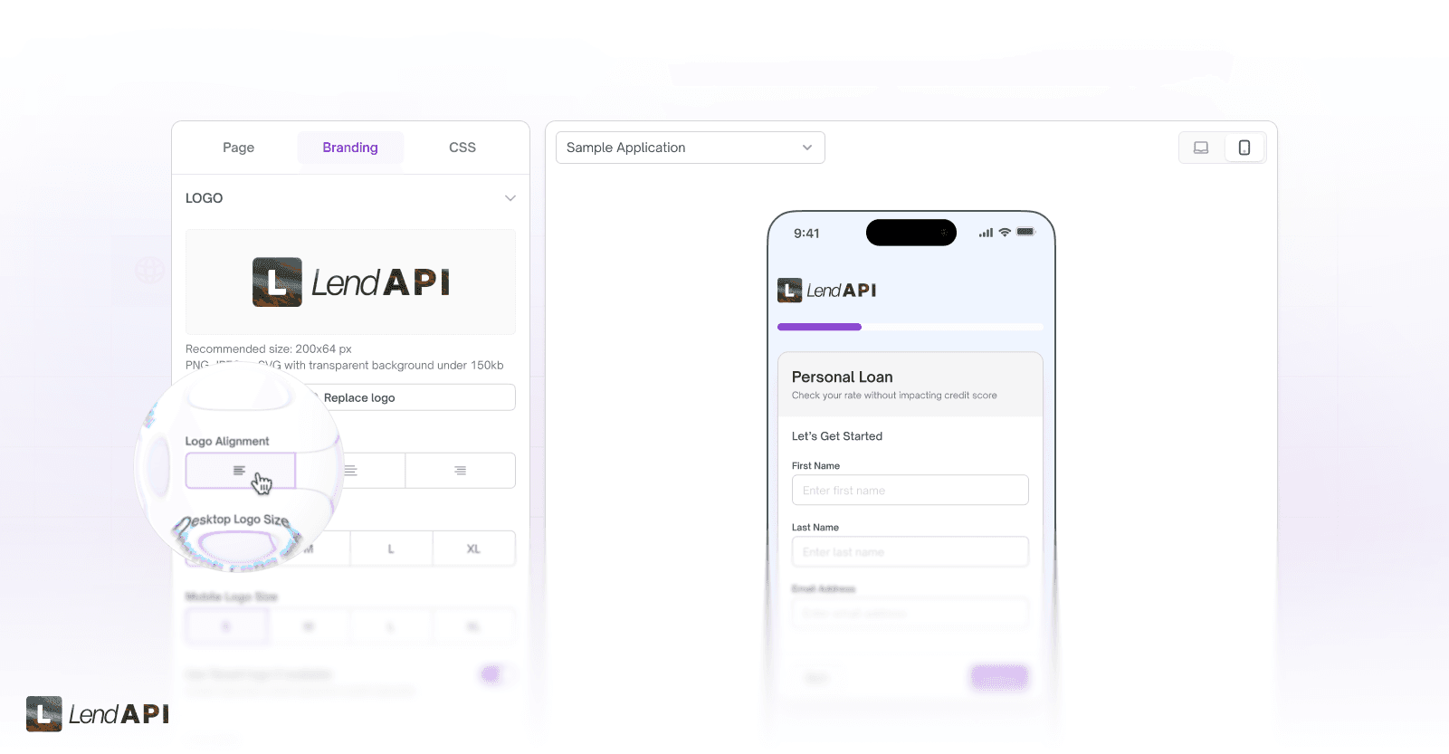 LendAPI v3.1.1 - Theme Studio - Logo Alignment