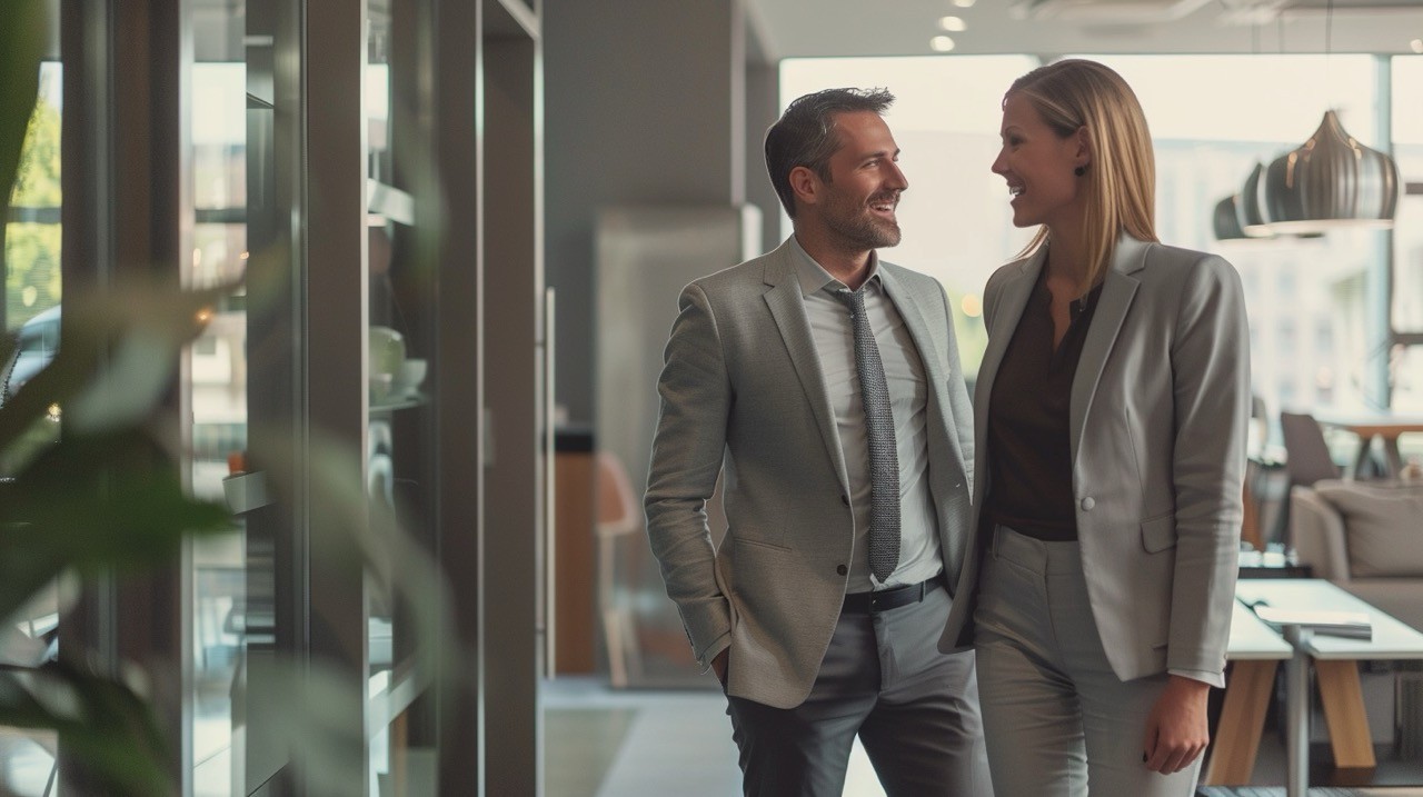 Two colleagues discussing