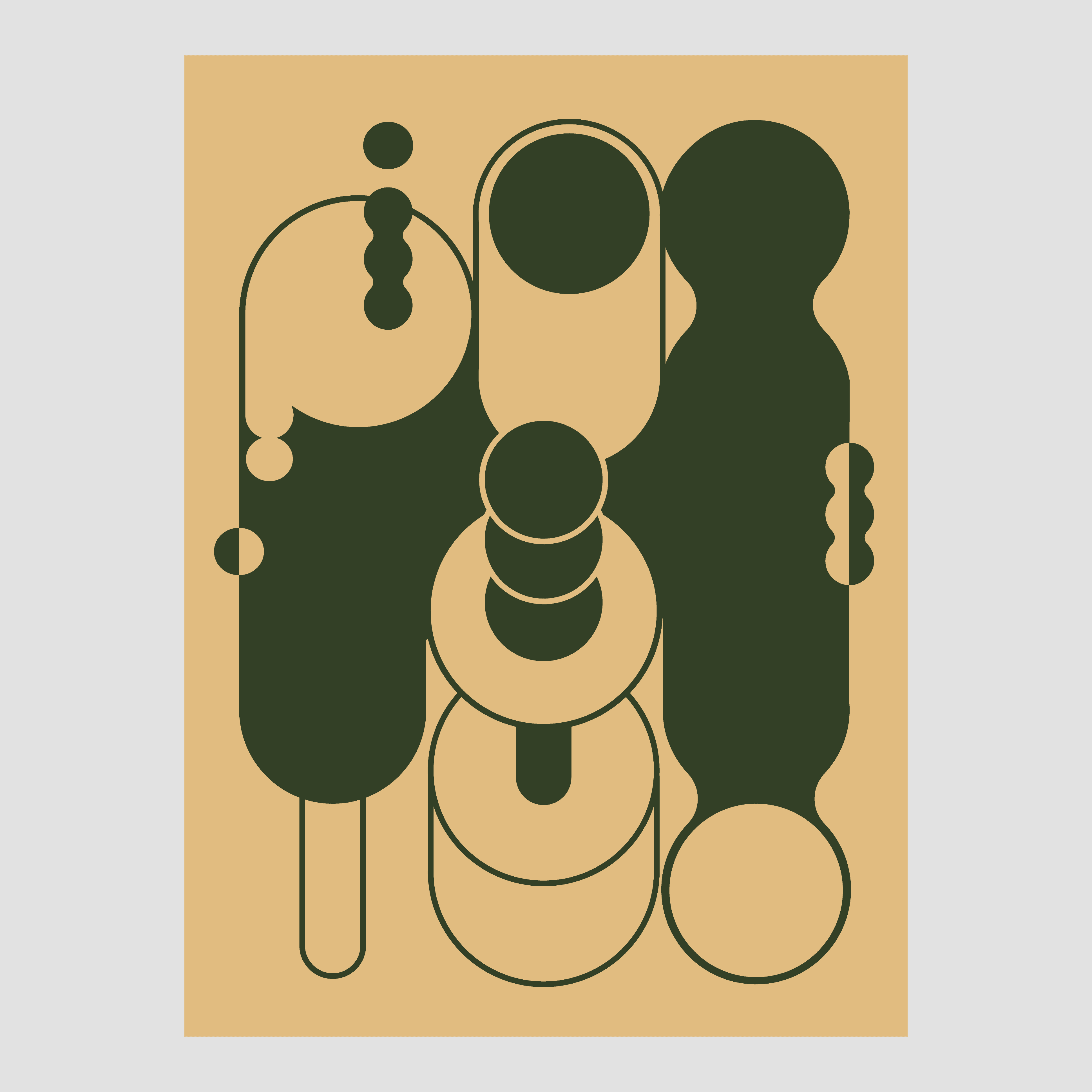Graphic pattern design for MY TONE in beige and dark green.