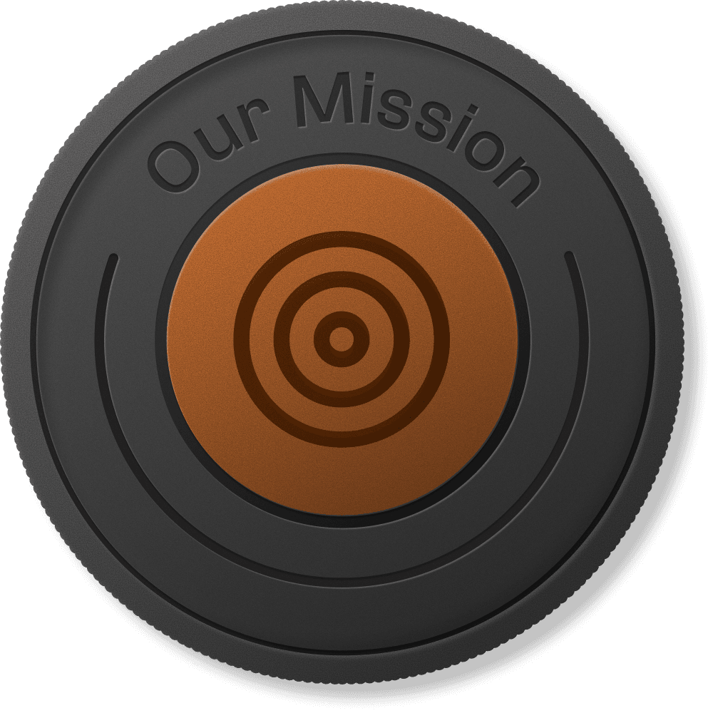 Our Mission coin with brown and black color