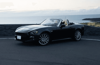 Black Fiat 124 Spider For Rent In Kona On Big Island of Hawaii