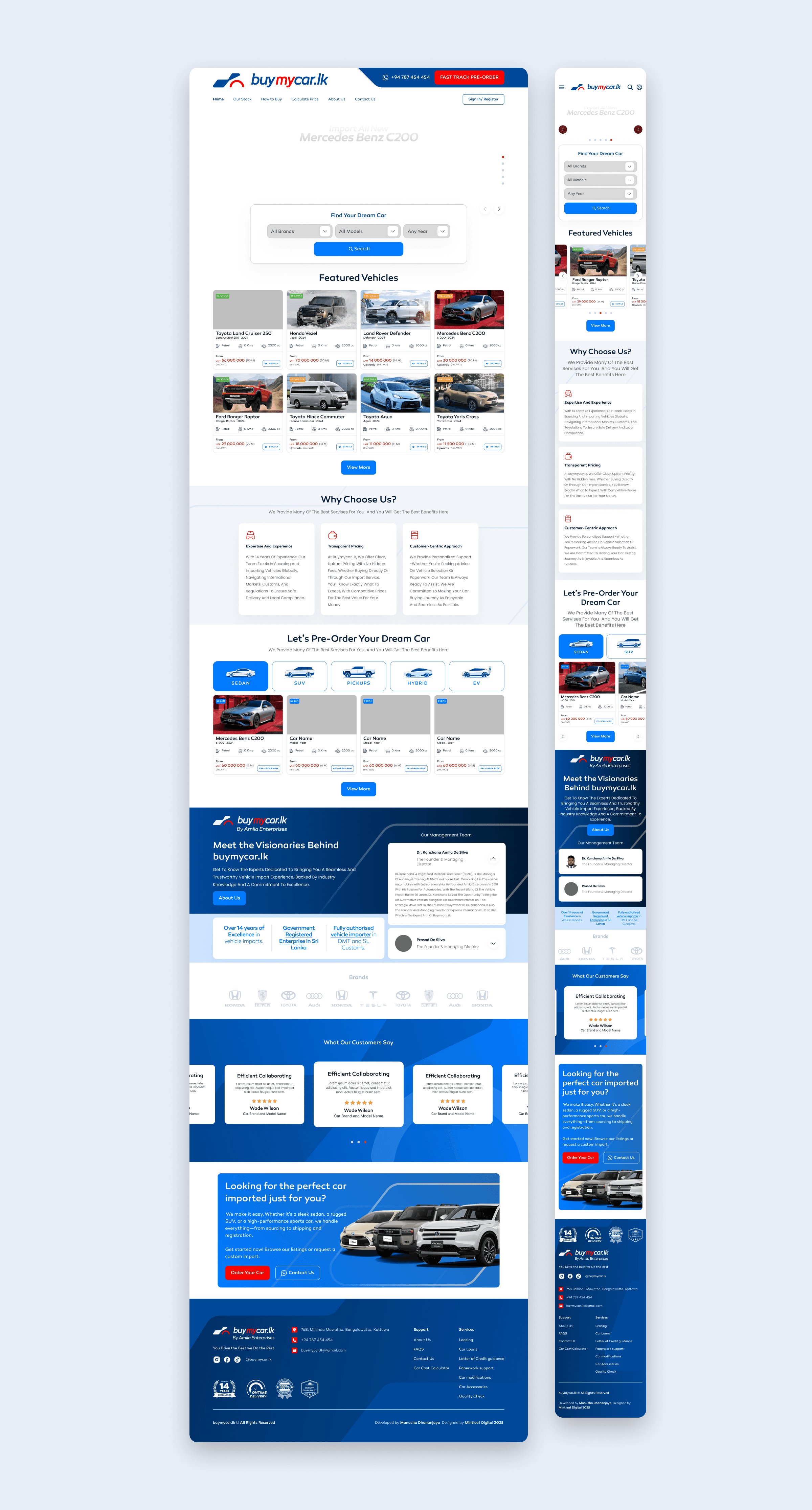 BuyMyCar.lk full desktop and mobile home page