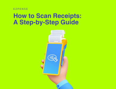 a cover image that says "how to scan receipts a step by step guide" with an illustration of receipts