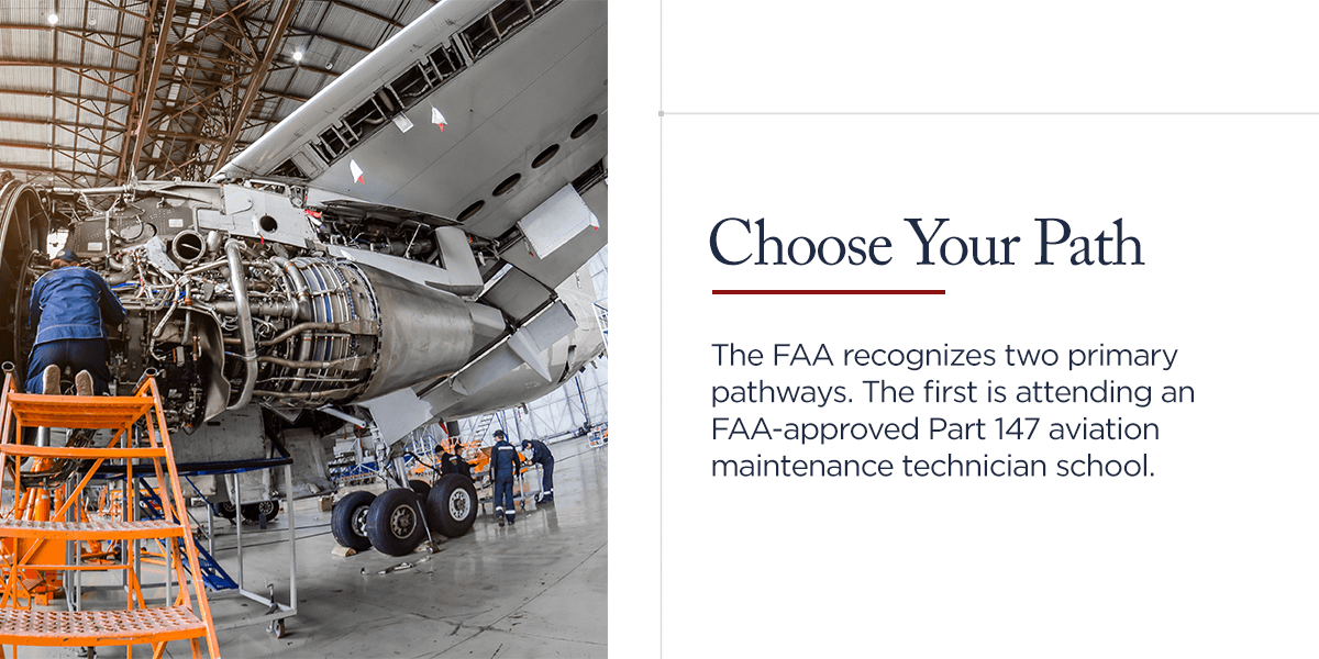 The FAA recognizes two primary pathways. The first is attending an FAA-approved Part 147 aviation maintenance technician school. 