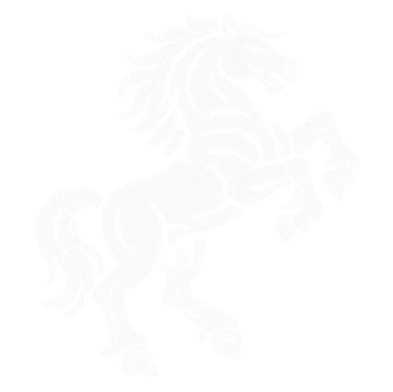 Black silhouette of a rearing stallion with flowing mane and tail