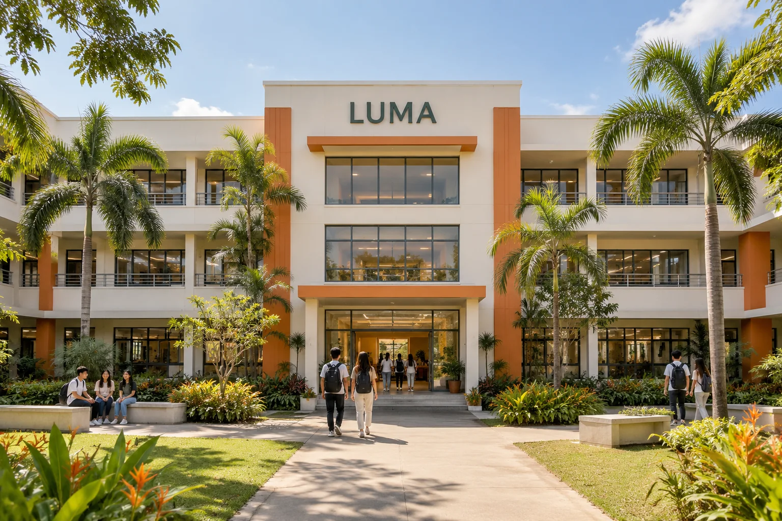 LUMA academy campus and arrival courtyard