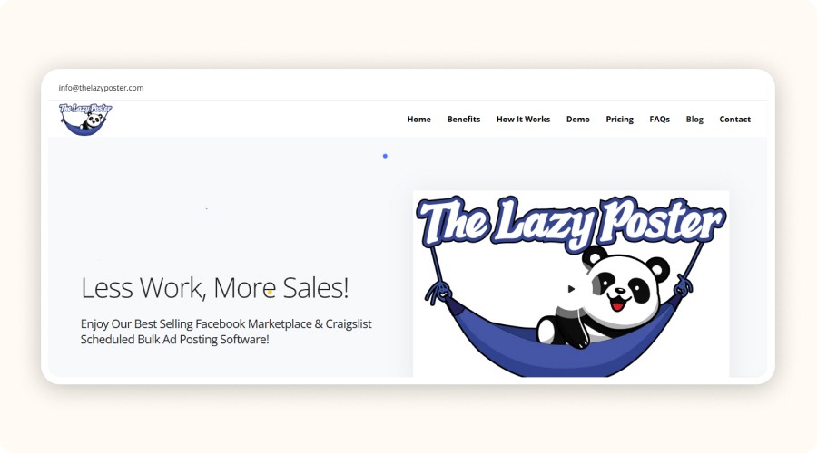 The Lazy Poster homepage interface
