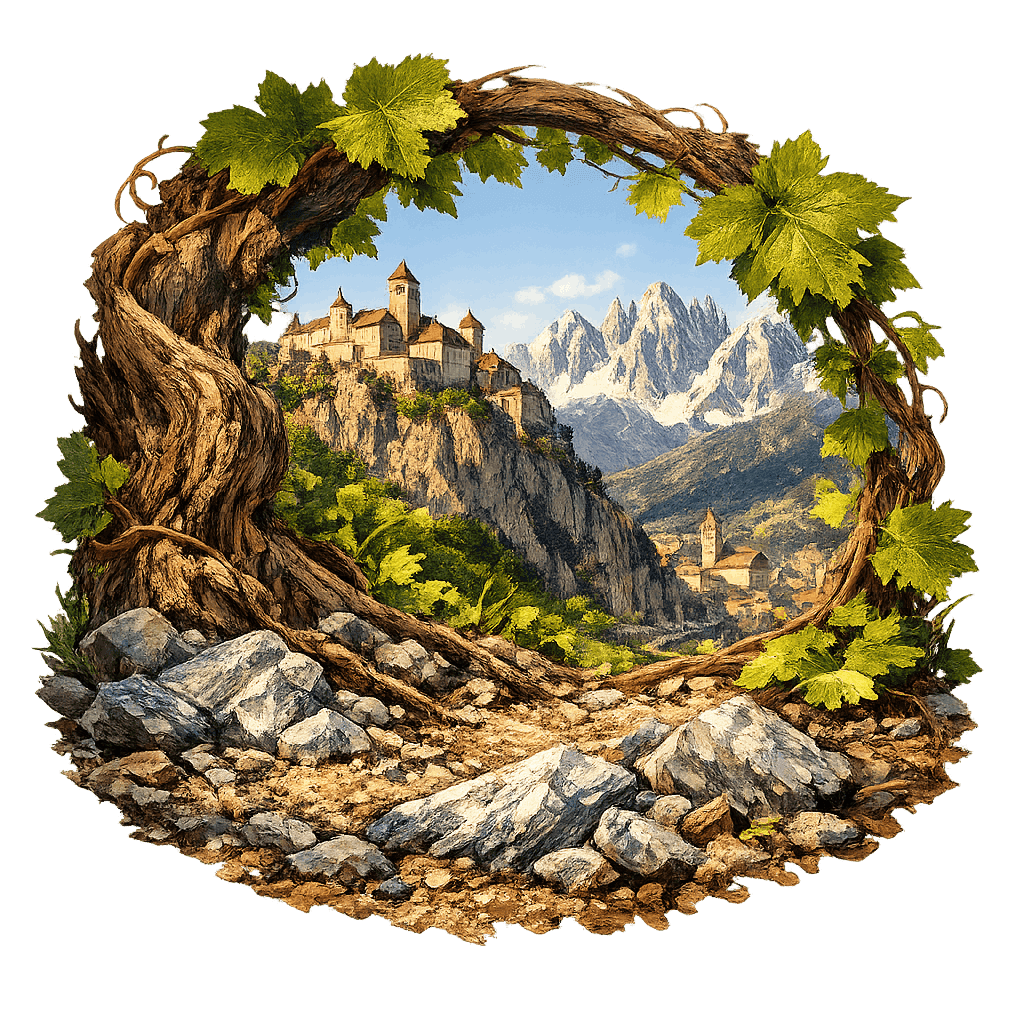 Detailed graphic of the Valle Isarco wine region.