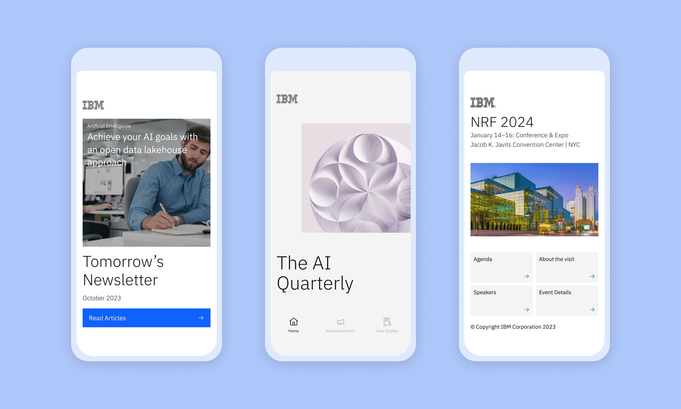 IBM microapp interface designed by Bridger for IBM Blue Studio