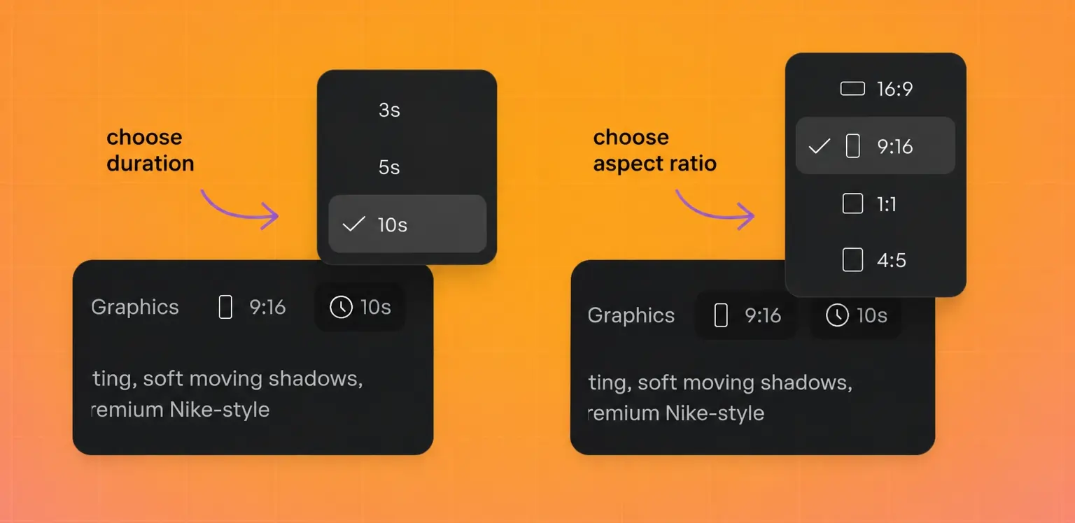Choose duration and aspect ratio