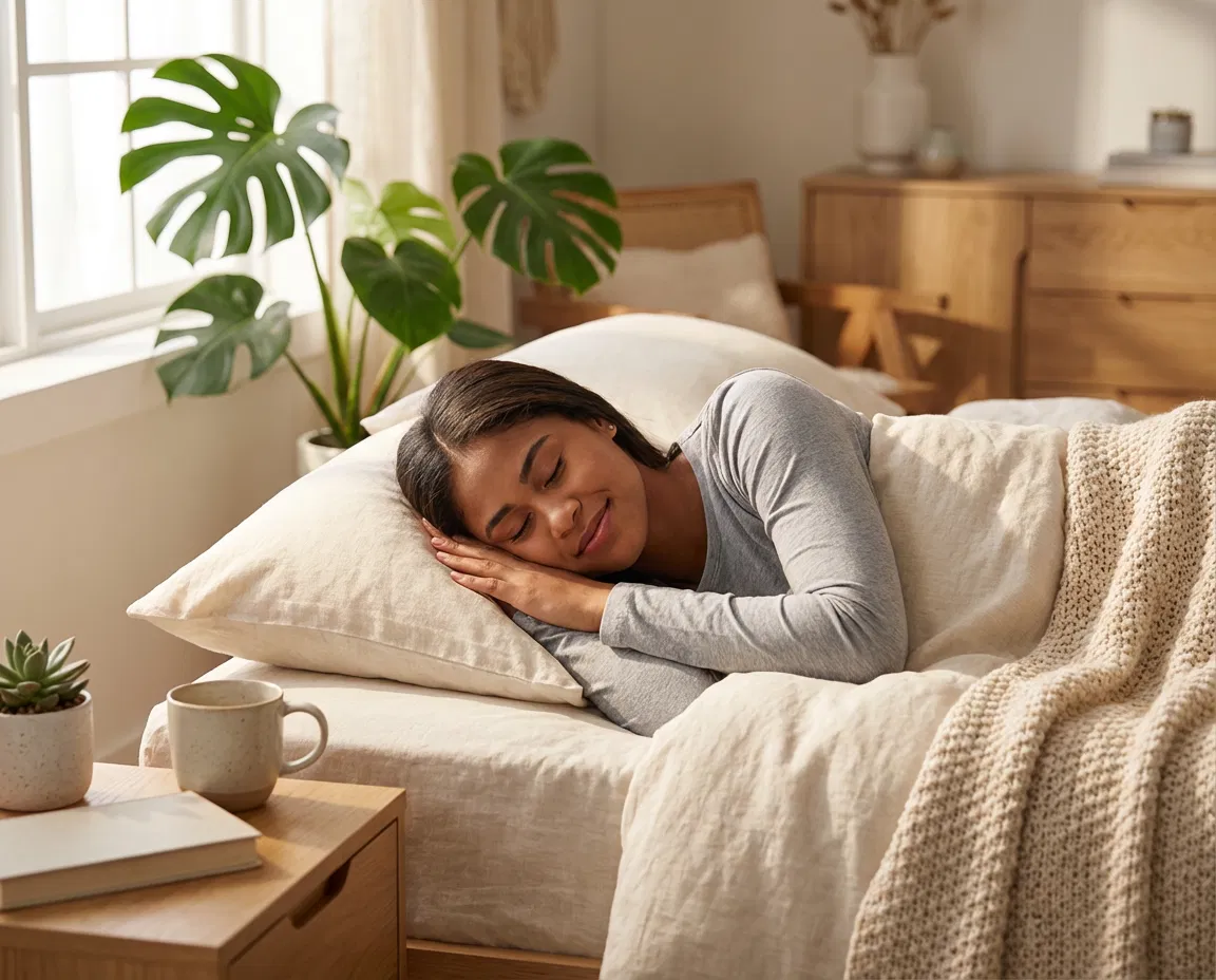 Sleeping teenager in a peaceful bedroom on a weekend morning