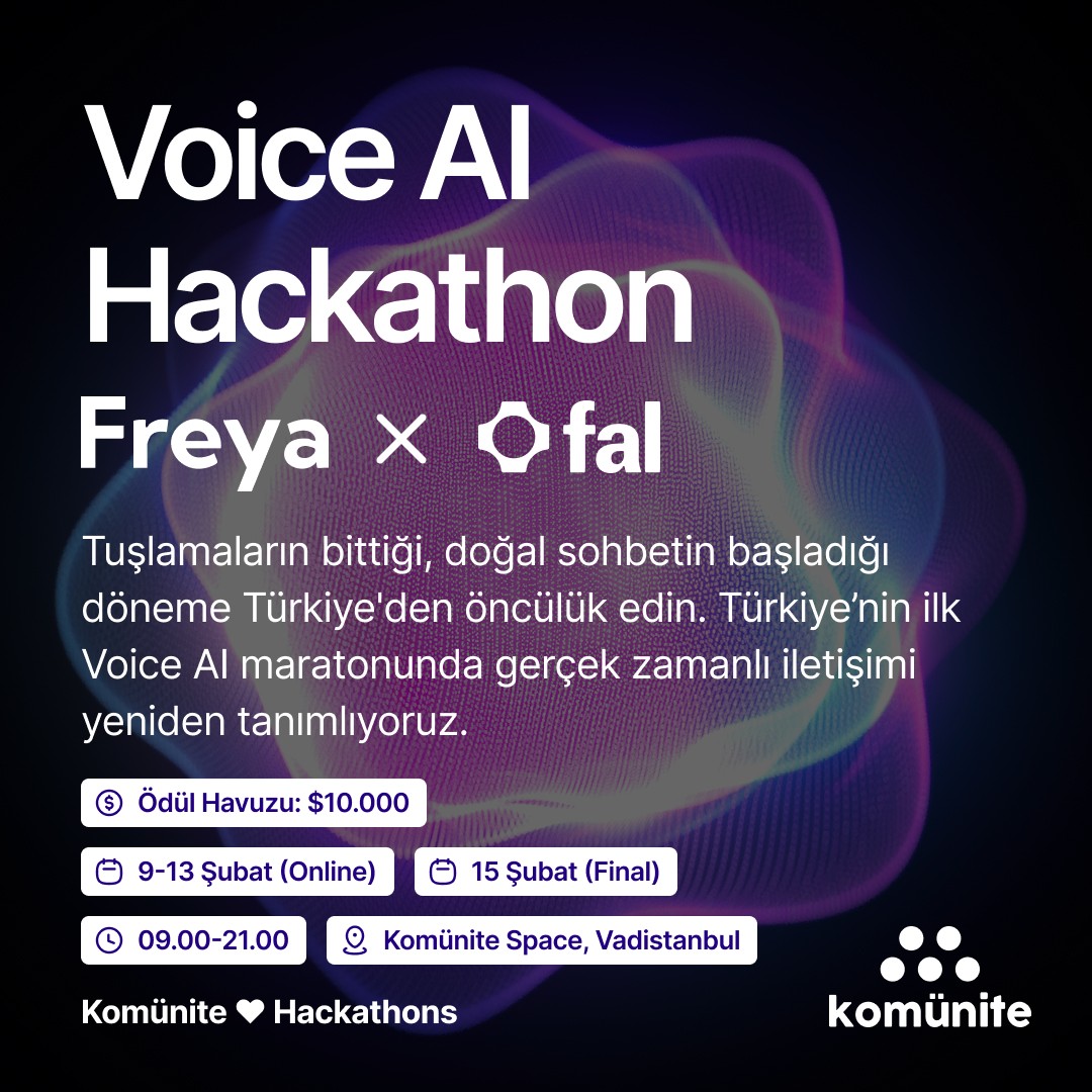Voice AI Hackathon — Türkiye’de sesin geleceğini şekillendiren bu ilk buluşmada yerinizi alın.