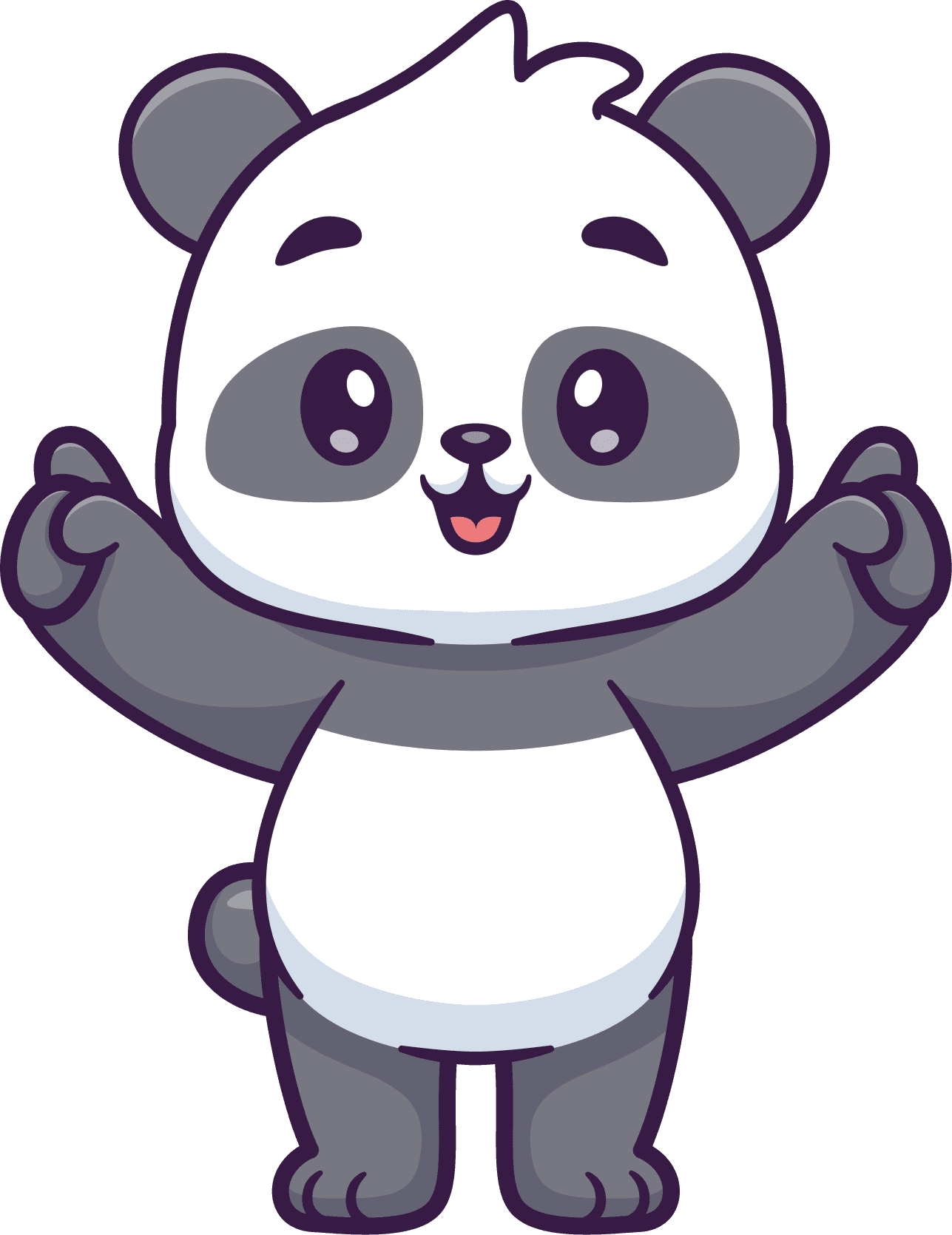 Happy panda waving with both hands