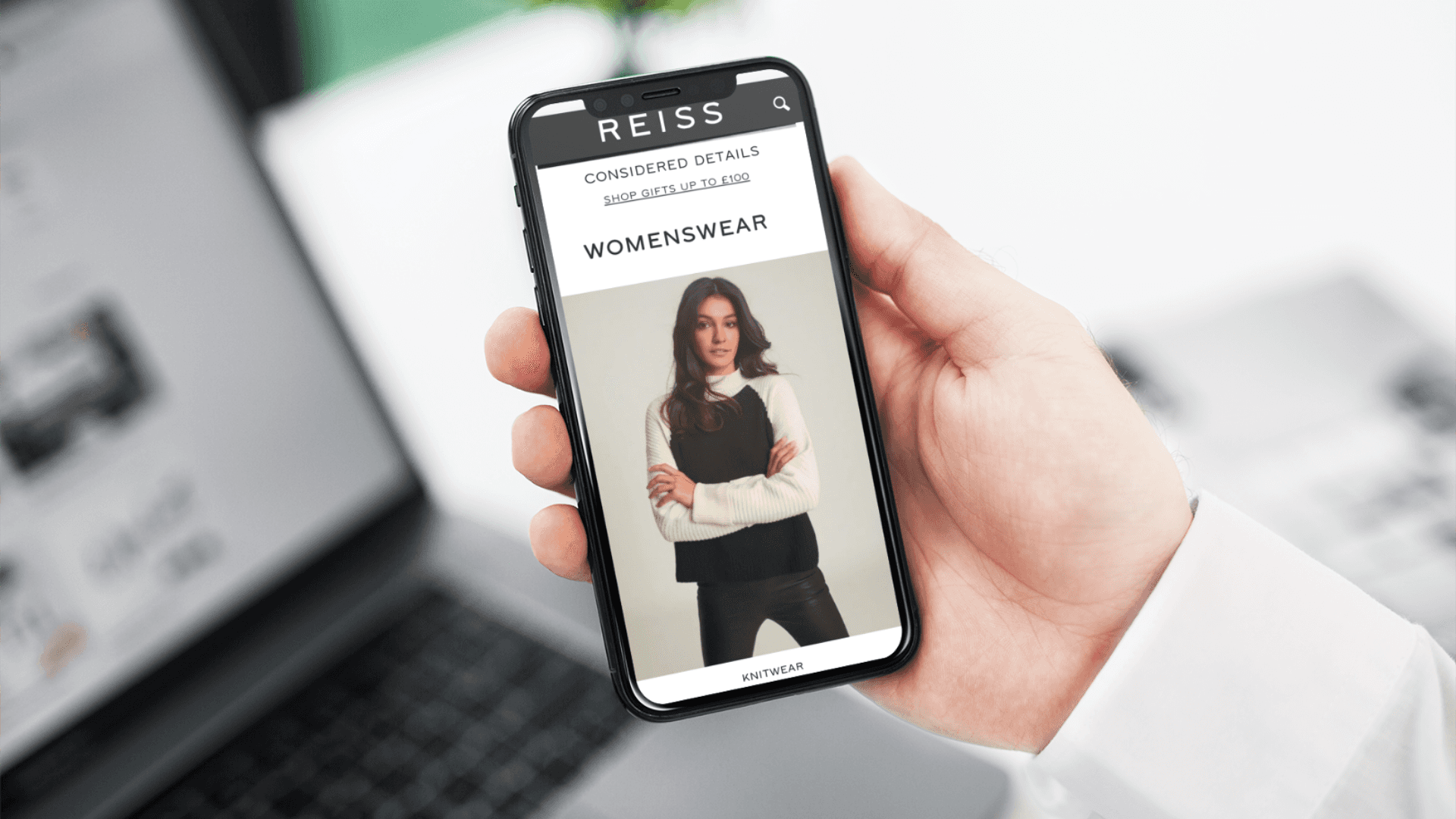 REISS's webiste on a mobile phone