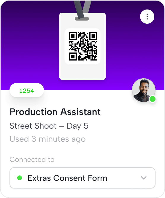 Image of Film set production management tool displaying extras consent form and digital signature for content creators and filmmakers to sign digitally and manage documents. with Connie, eSign for creatives