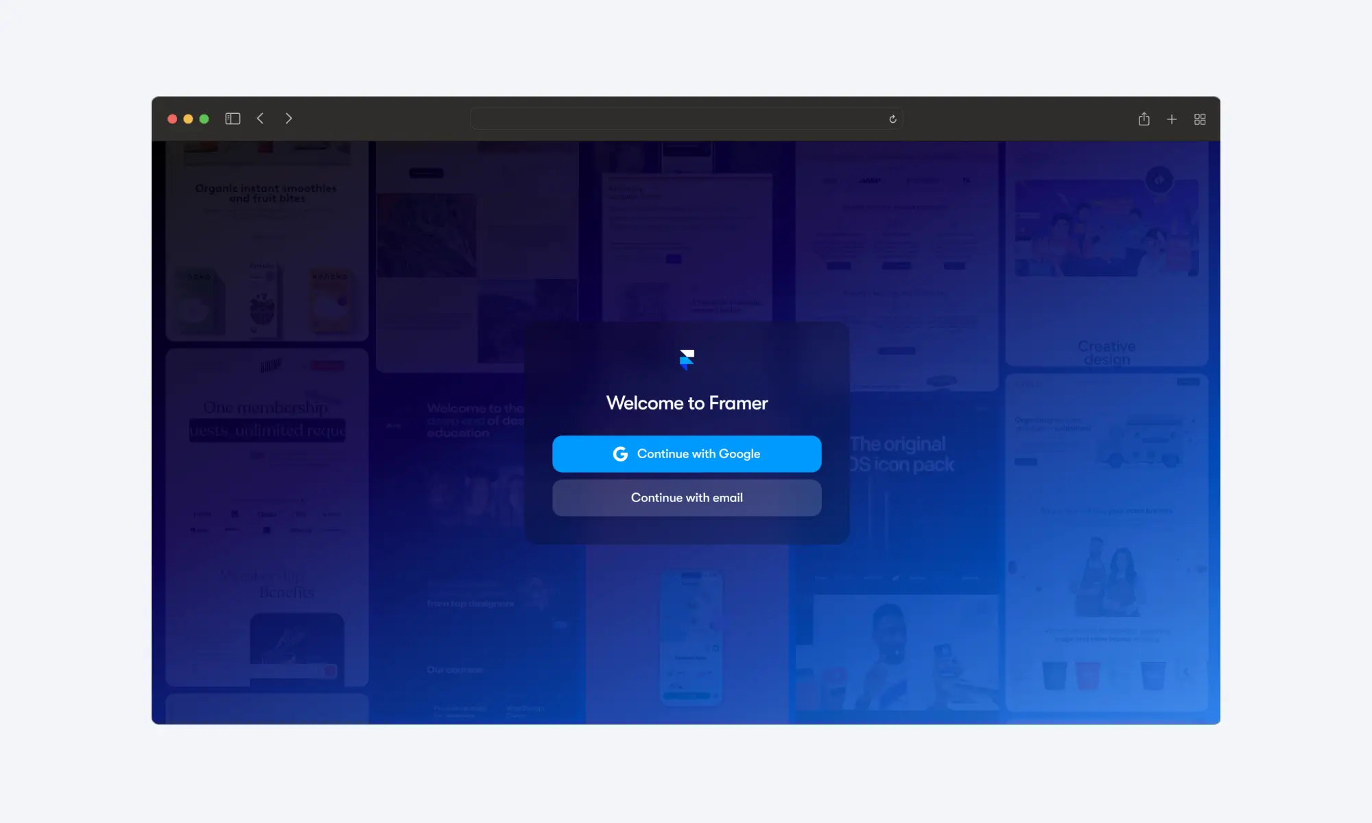 Framer's signup page