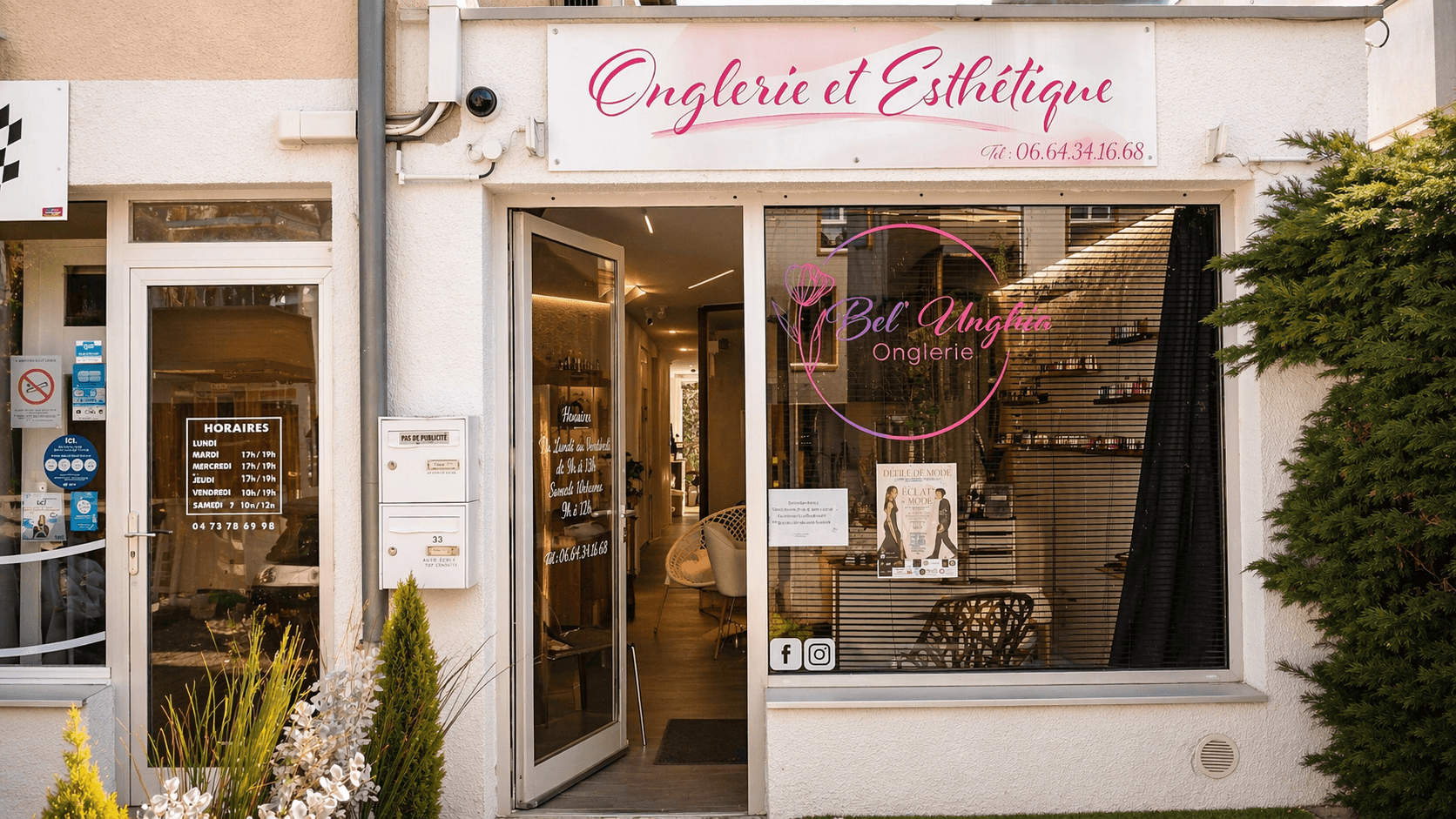 Devanture du studio Bel’unghia à Cournon-d’Auvergne