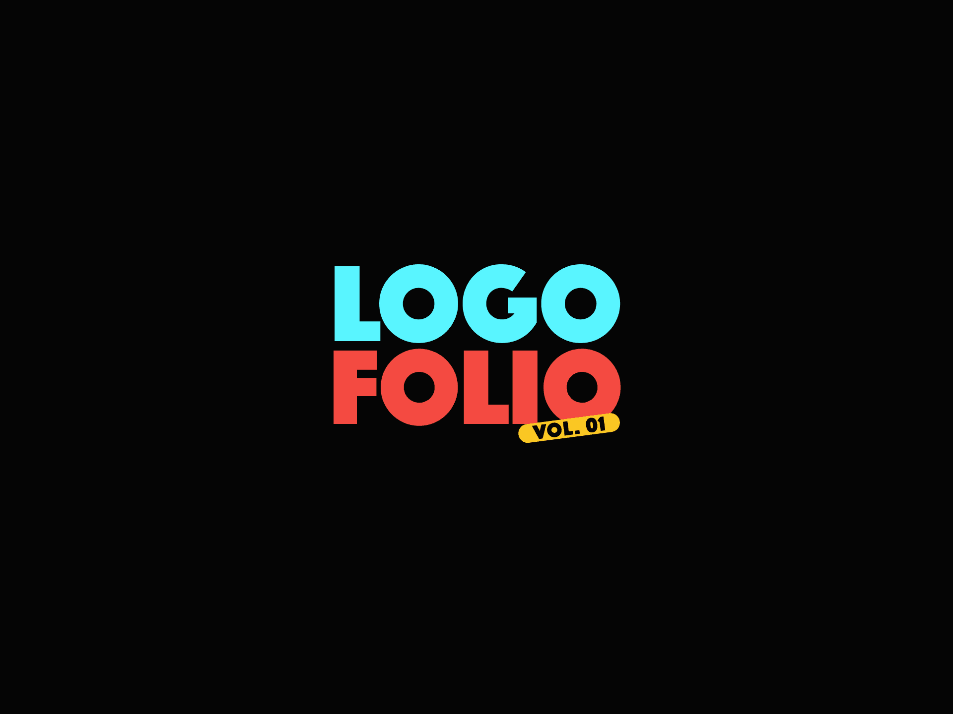 Logofolio Vol. 01 title on black background in bright retro colors.