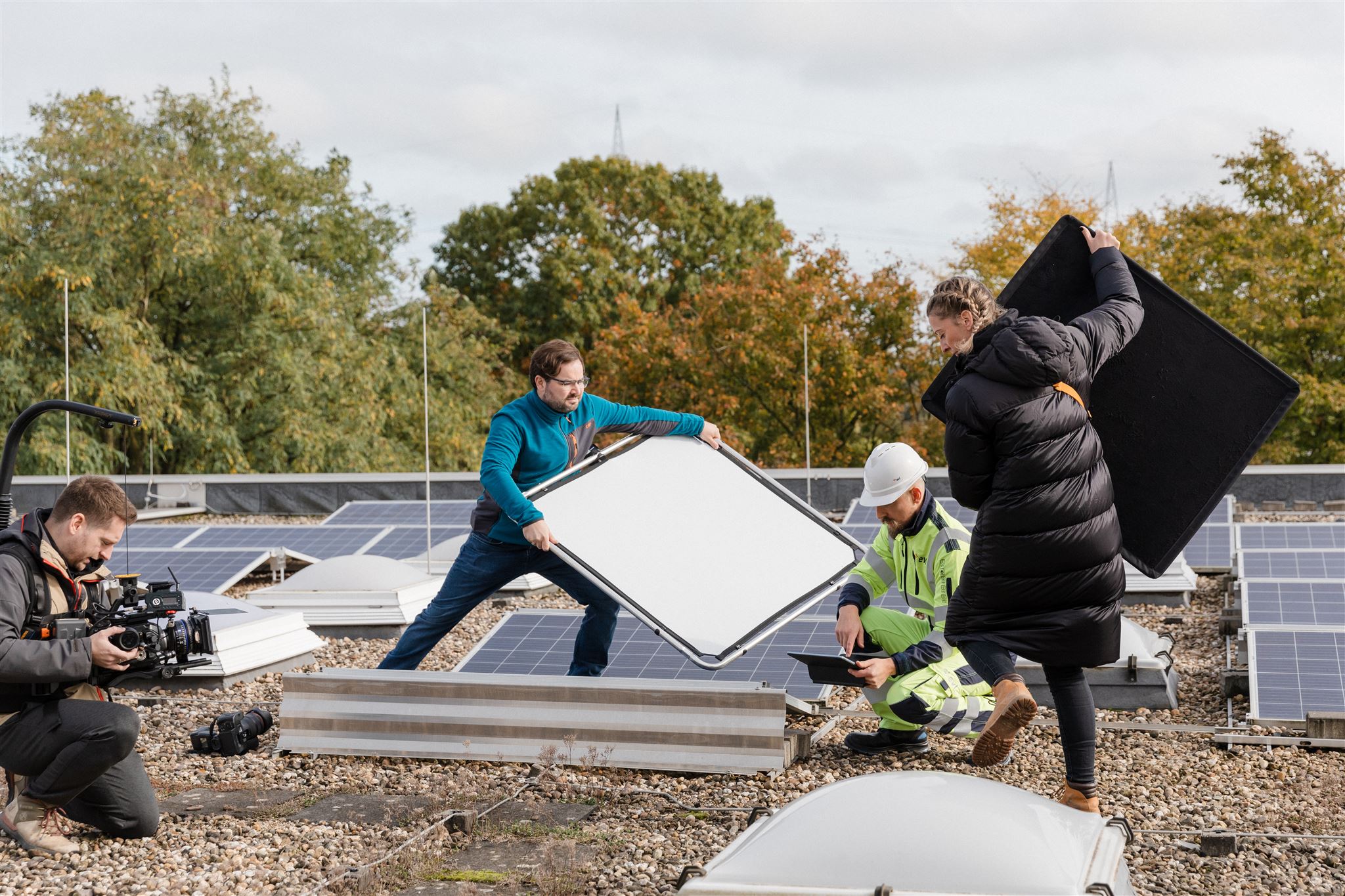 Christian & Sabrina, Inhaber von rquadrat-film.de beim Dreh eines Imagefilms in NRW