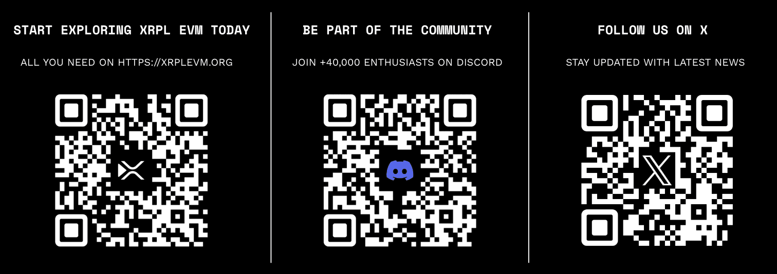 XRPL Evm landing, discord and x accounts